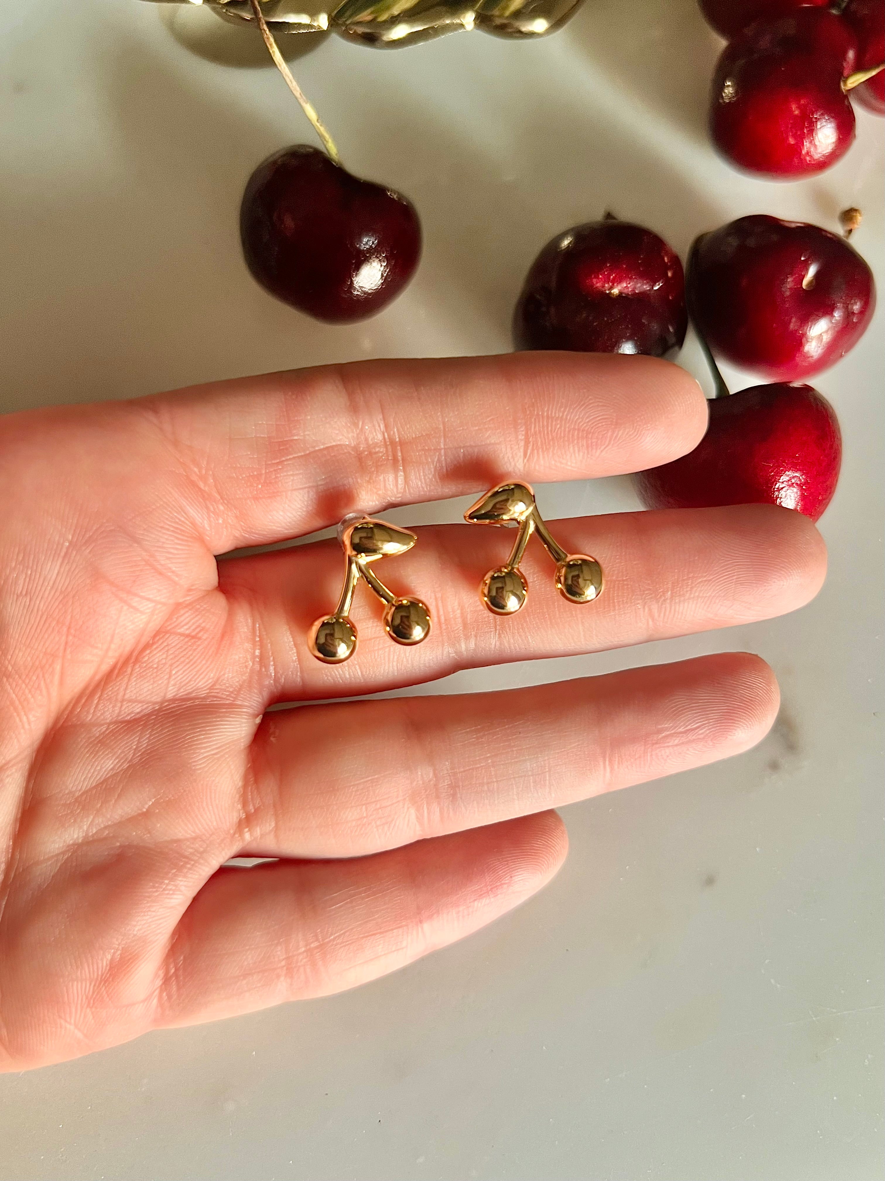 CHERRY BOMB 🍒 | Tarnish Free | Gold Cherry Studs | Earrings