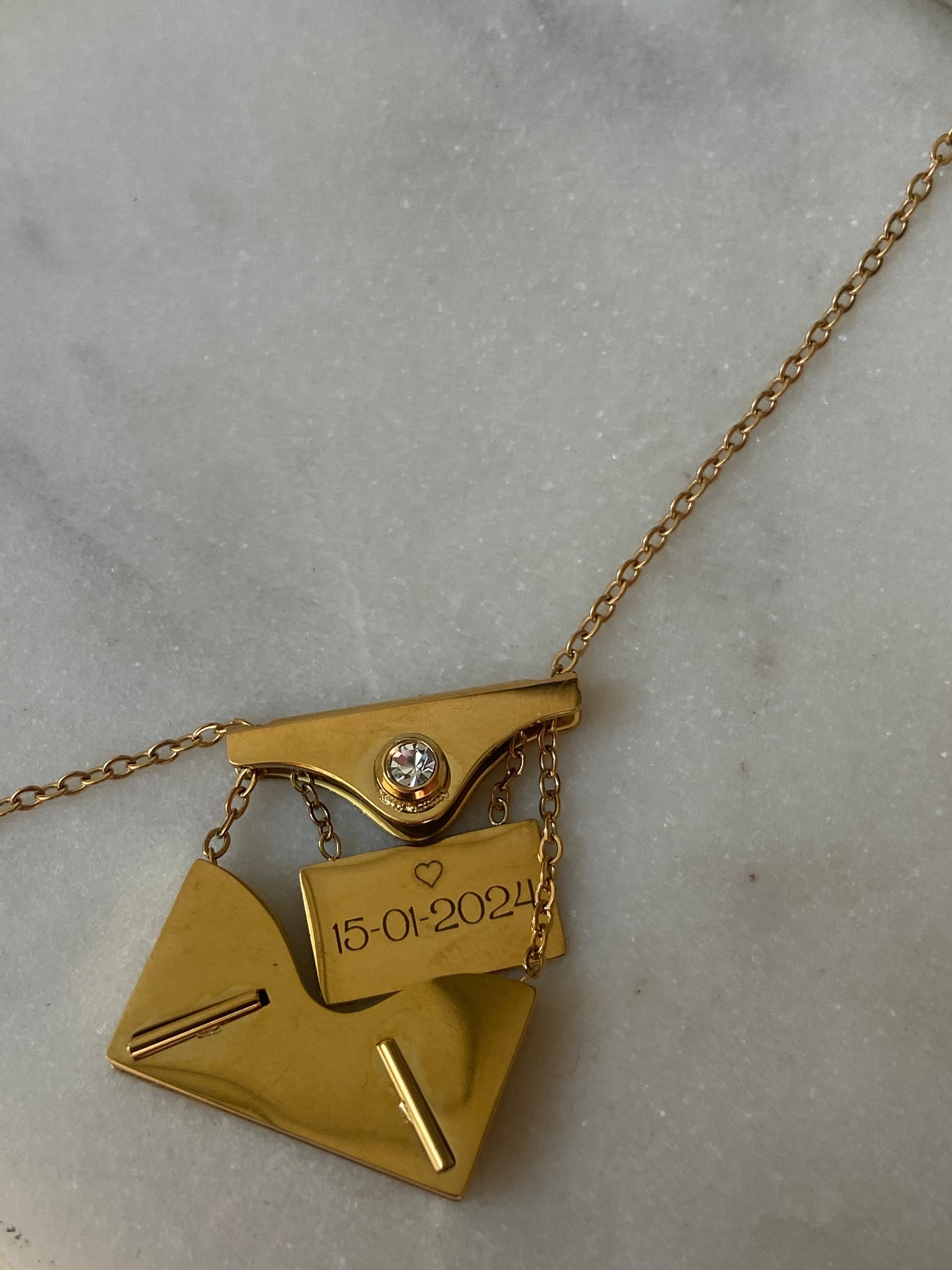 ENVELOPE LOVE + ENGRAVING| Silver/Gold/Rose Gold Necklace | Tarnish-Free