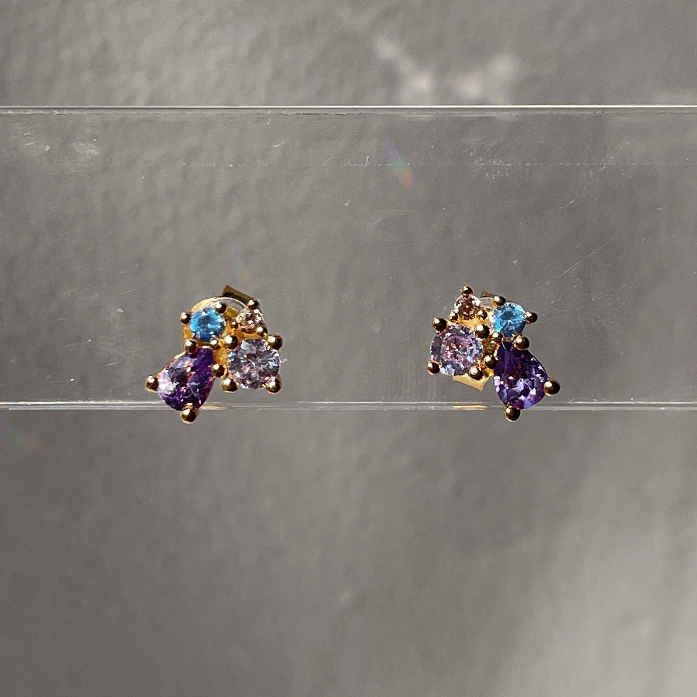 INDIGO | S925 Sterling Silver | 18k Gold Plated I Cubic Zirconia | Purple-Blue Stud | Earring