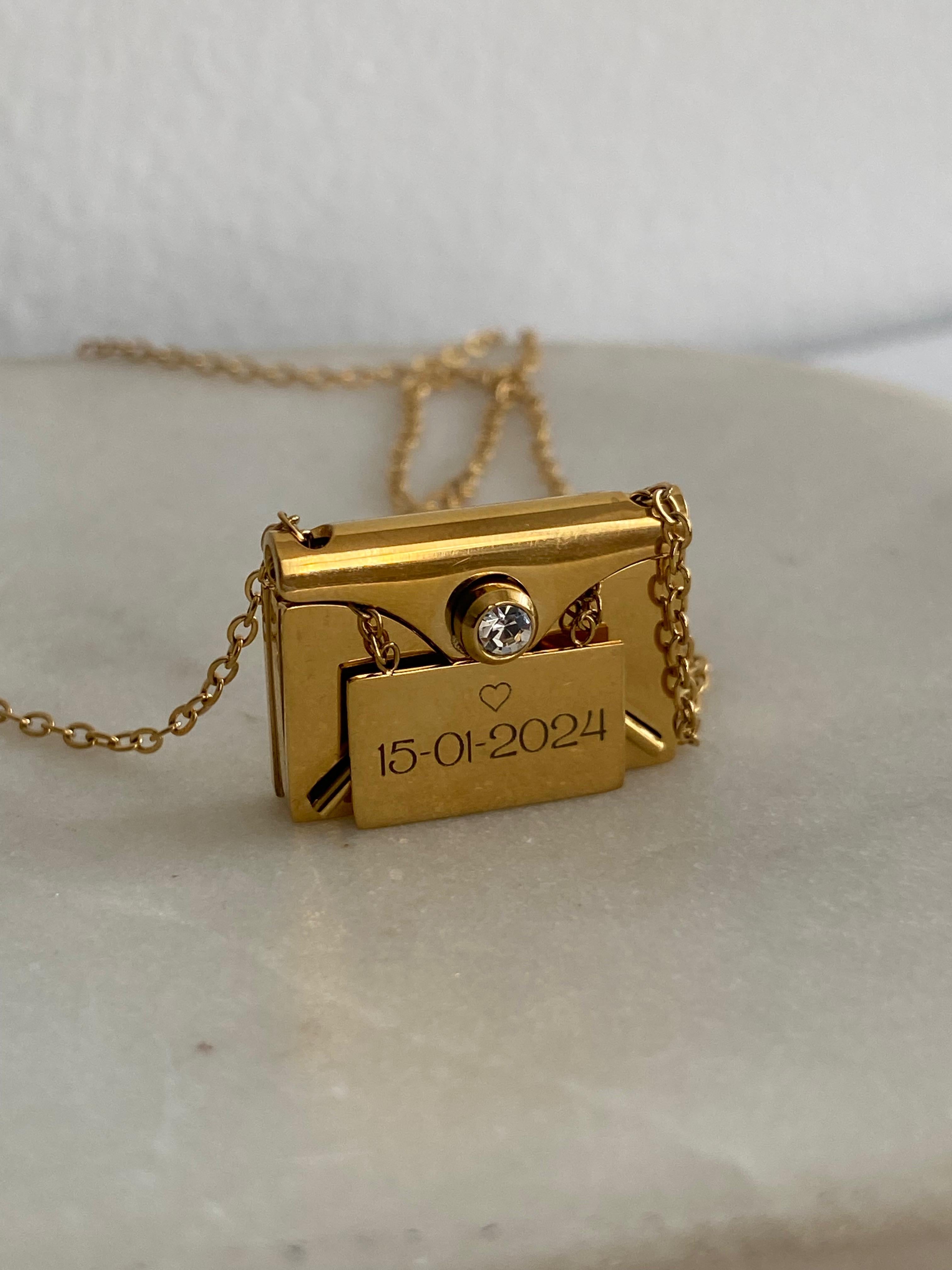 ENVELOPE LOVE + ENGRAVING| Silver/Gold/Rose Gold Necklace | Tarnish-Free
