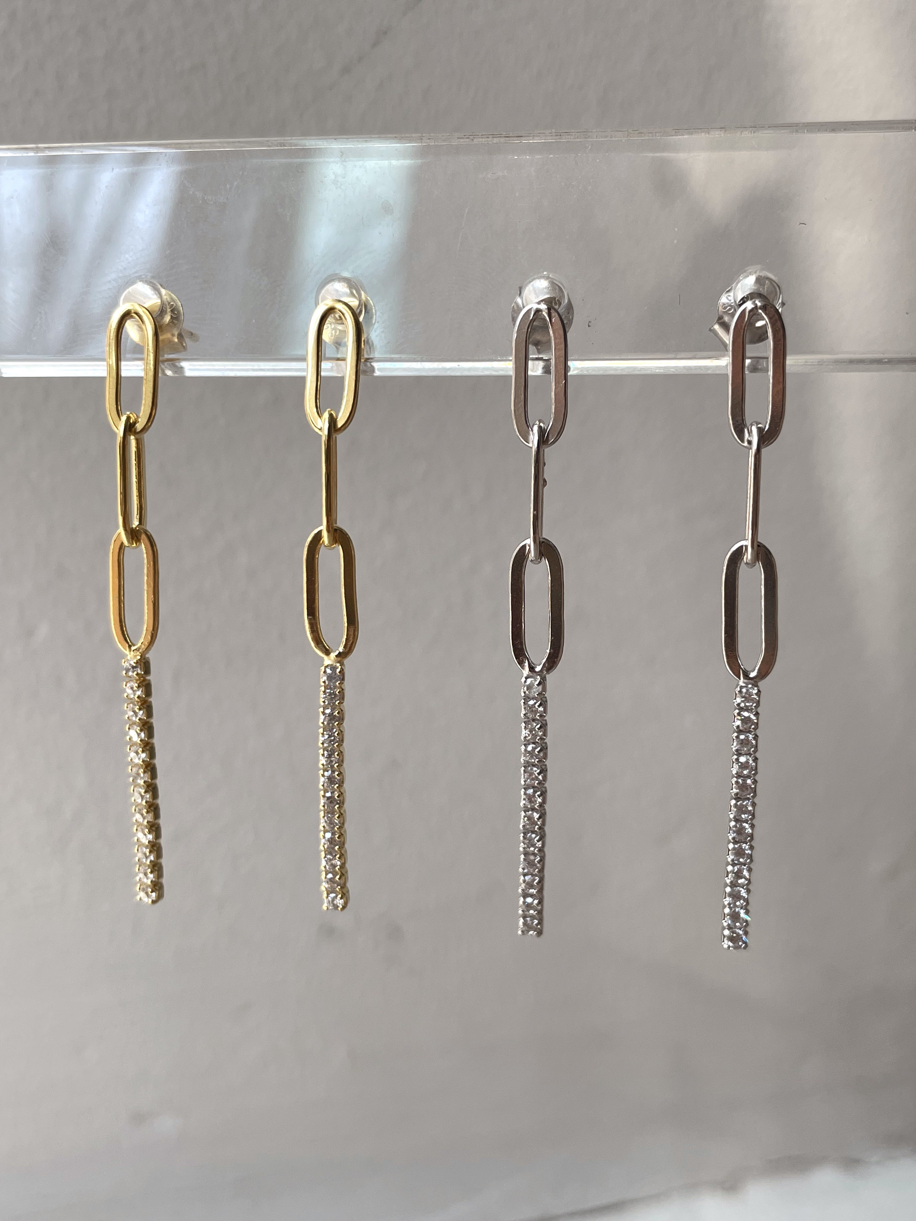 MAY | S925 Sterling Silver | 18k Gold/Platinum Plated I Link and Cubic Zirconia | Earring hi