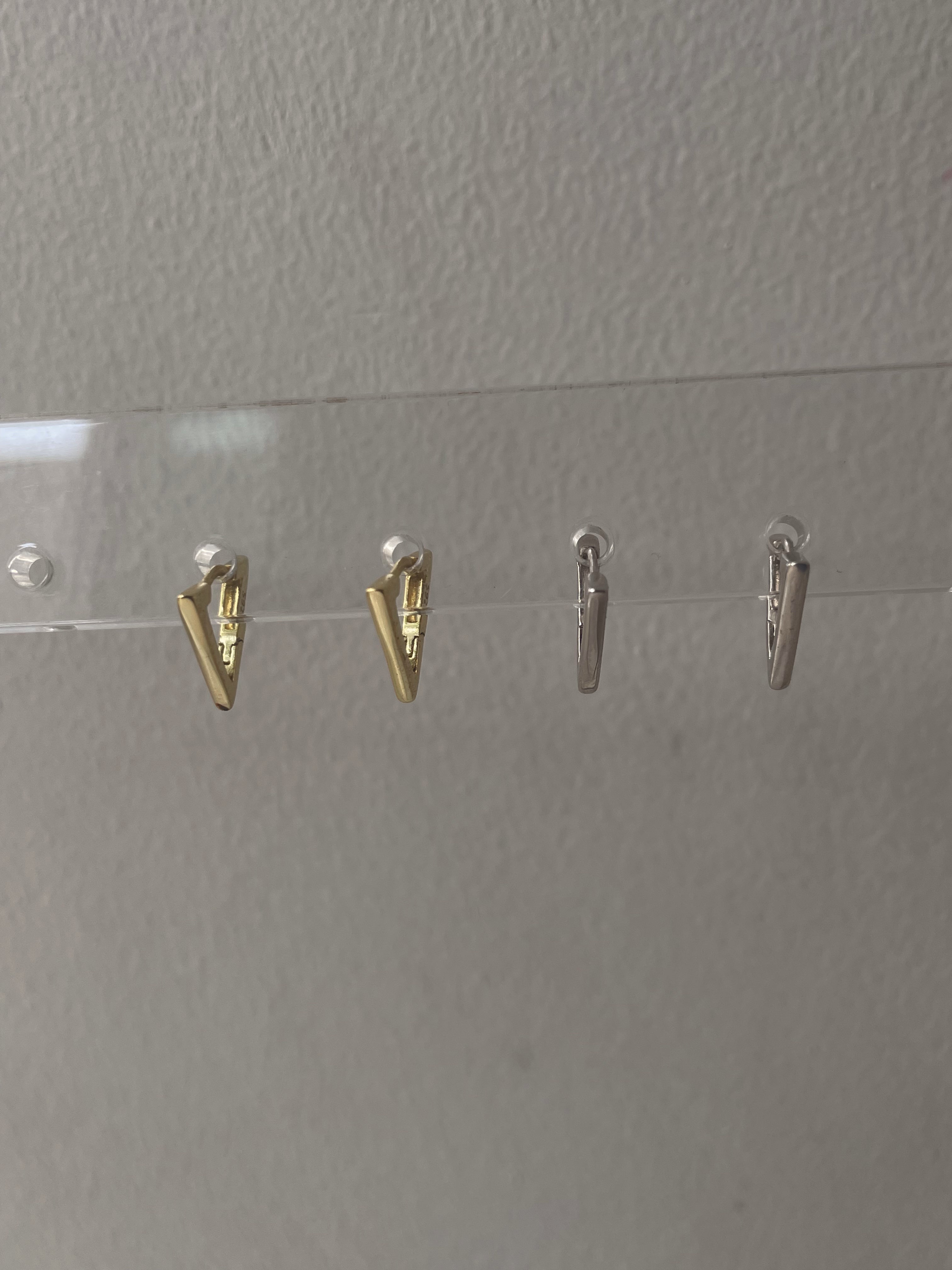 PYRAMID | S925 Sterling Silver | 18ct Gold/Silver Plated | Triangular Huggie | Earrings