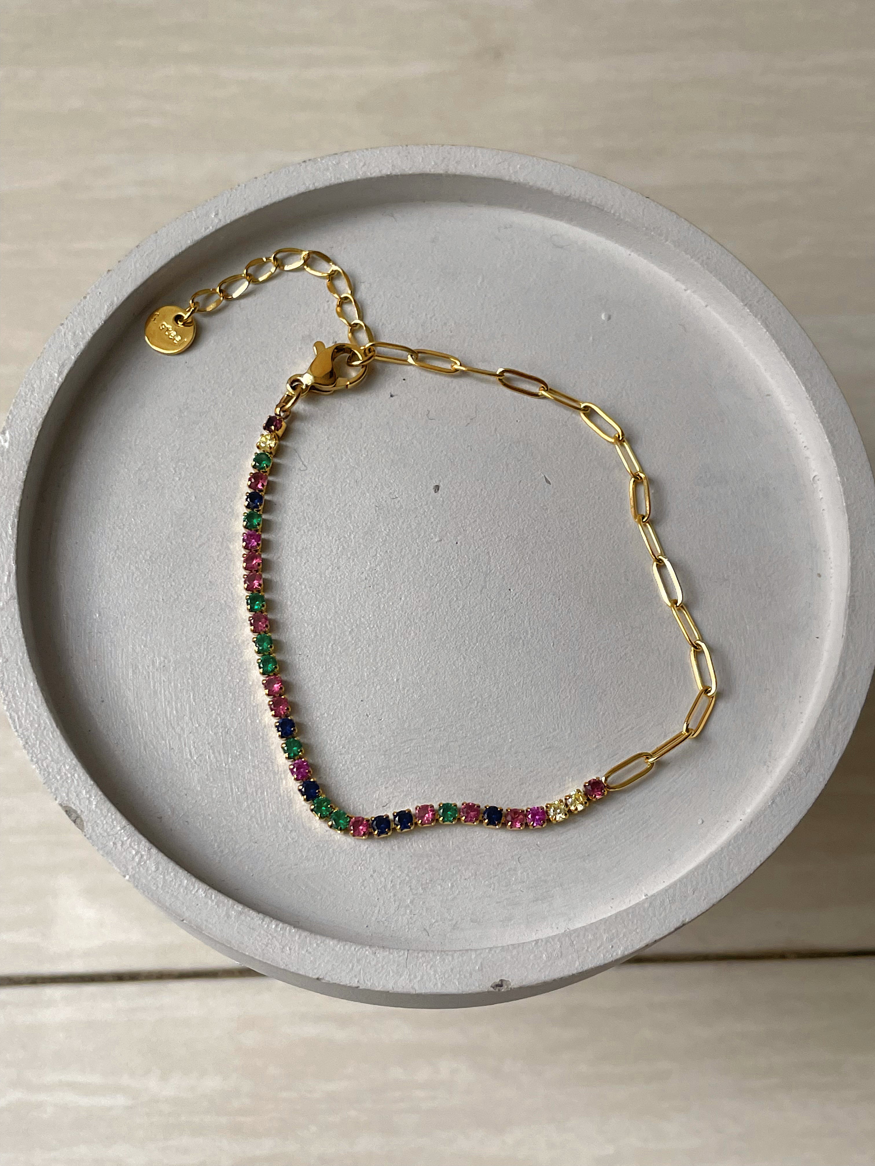 BREE | Gold/Silver Paperclip and Crystal Bracelet | Tarnish Free