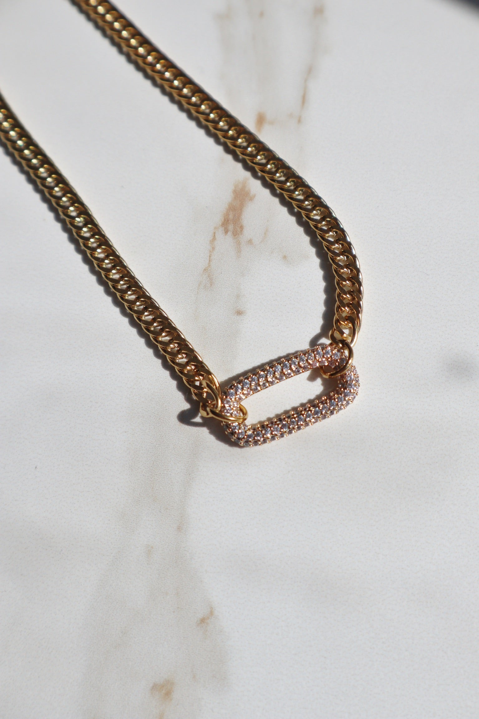 G-MONEY NECKLACE | Tarnish Free | Encrusted Oval Cuban Link |