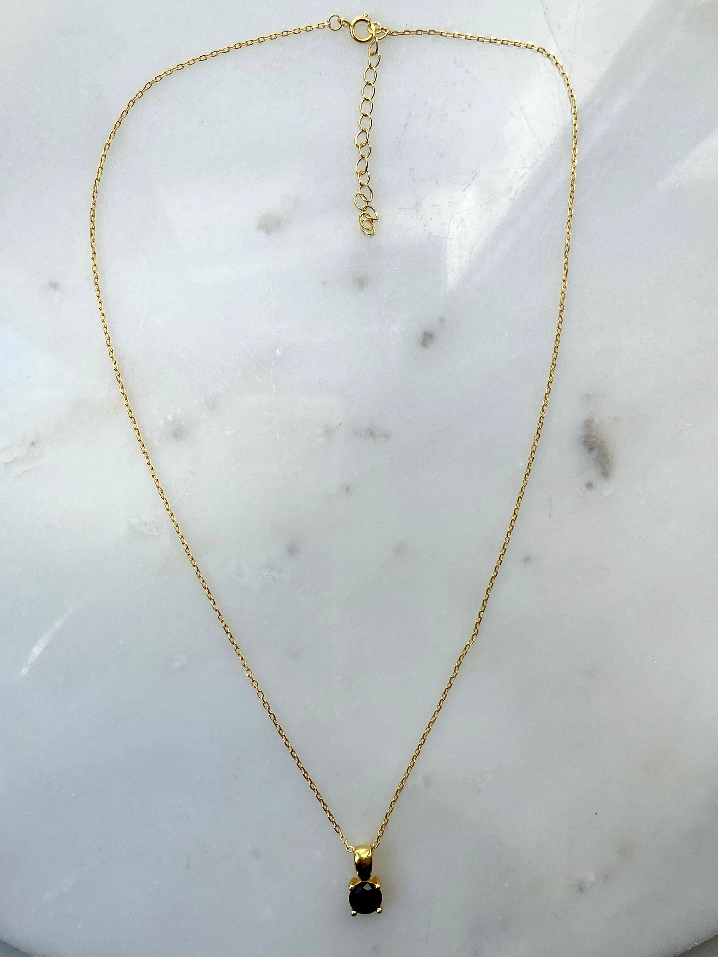 LUCRETIA | S925 Sterling Silver I 18ct gold plated I Cubic Zirconia I Black Pendant Necklace