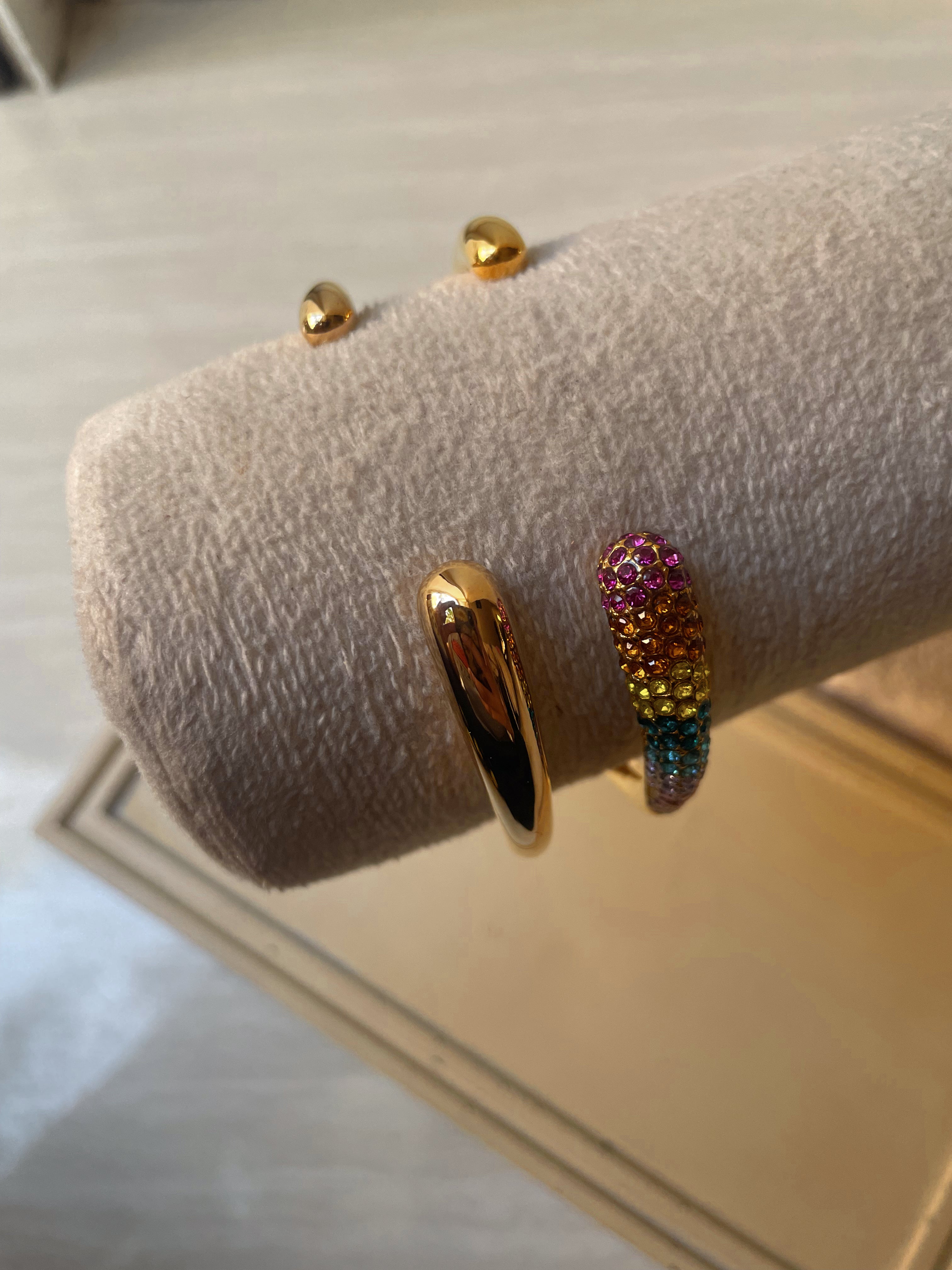 MELTING | Tarnish Free | Stainless Steel | Gold Plated | Minimal/MultiColour Encrusted | Open Cuff Bangle