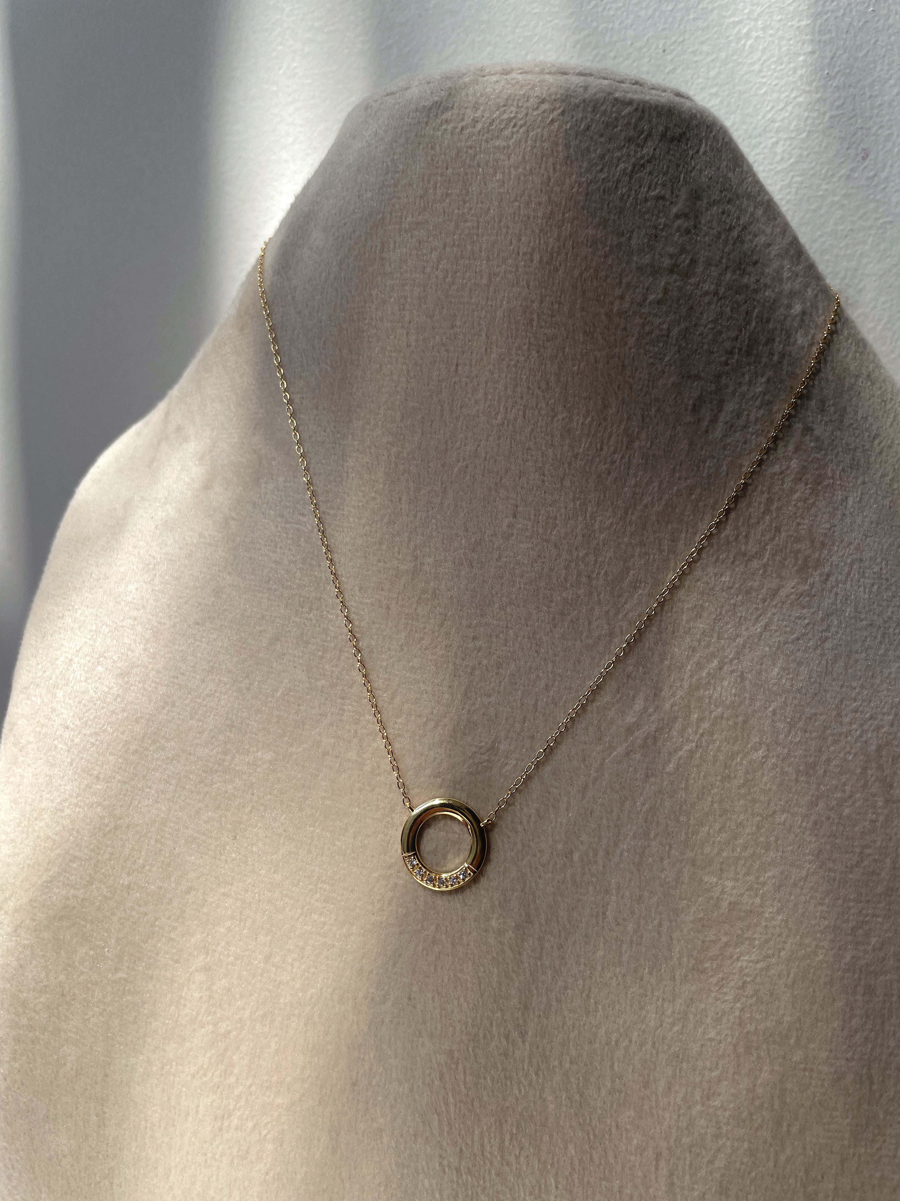 ADELE | S925 Sterling Silver I 18ct Gold/Platinum Plated I Cubic Zirconia | Circle Pendant Necklace