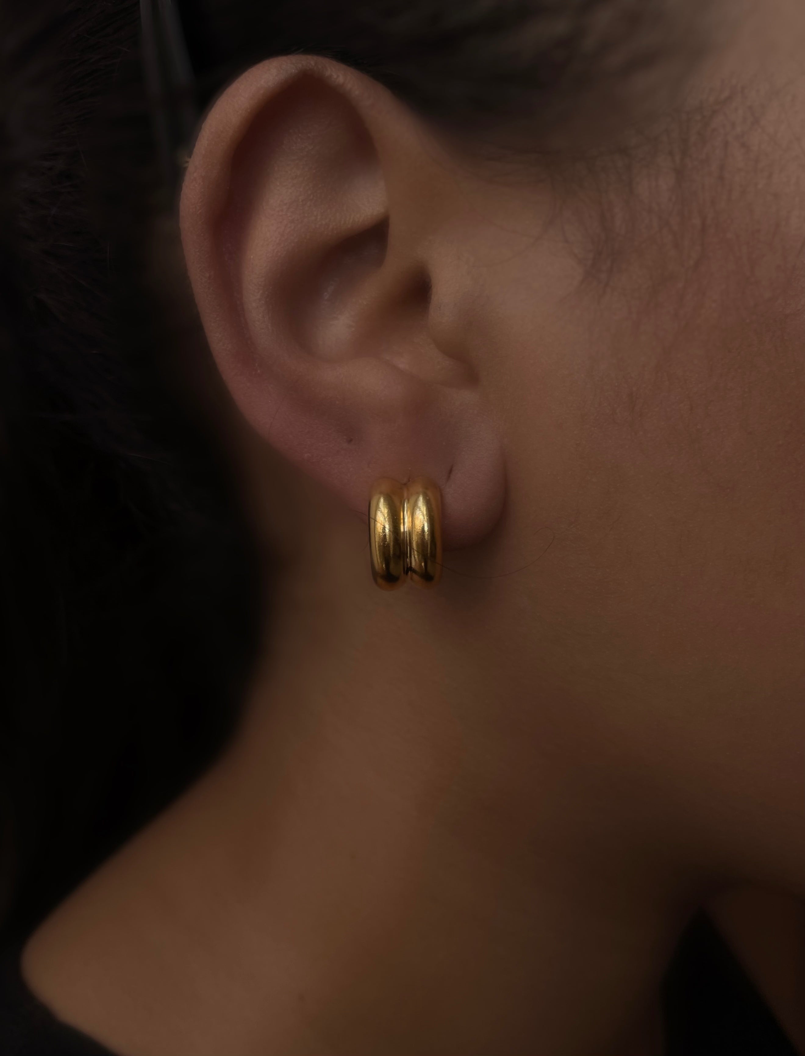HOPE | Tarnish Free | Chunky Ridged Curved hoops | Gold