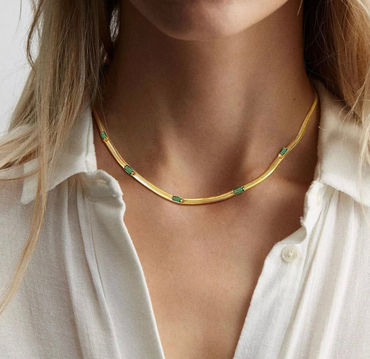 SNAKED | Tarnish-Free | Stainless Steel Gold Plated | Jeweled Snake Chain/Bracelet (3mm)