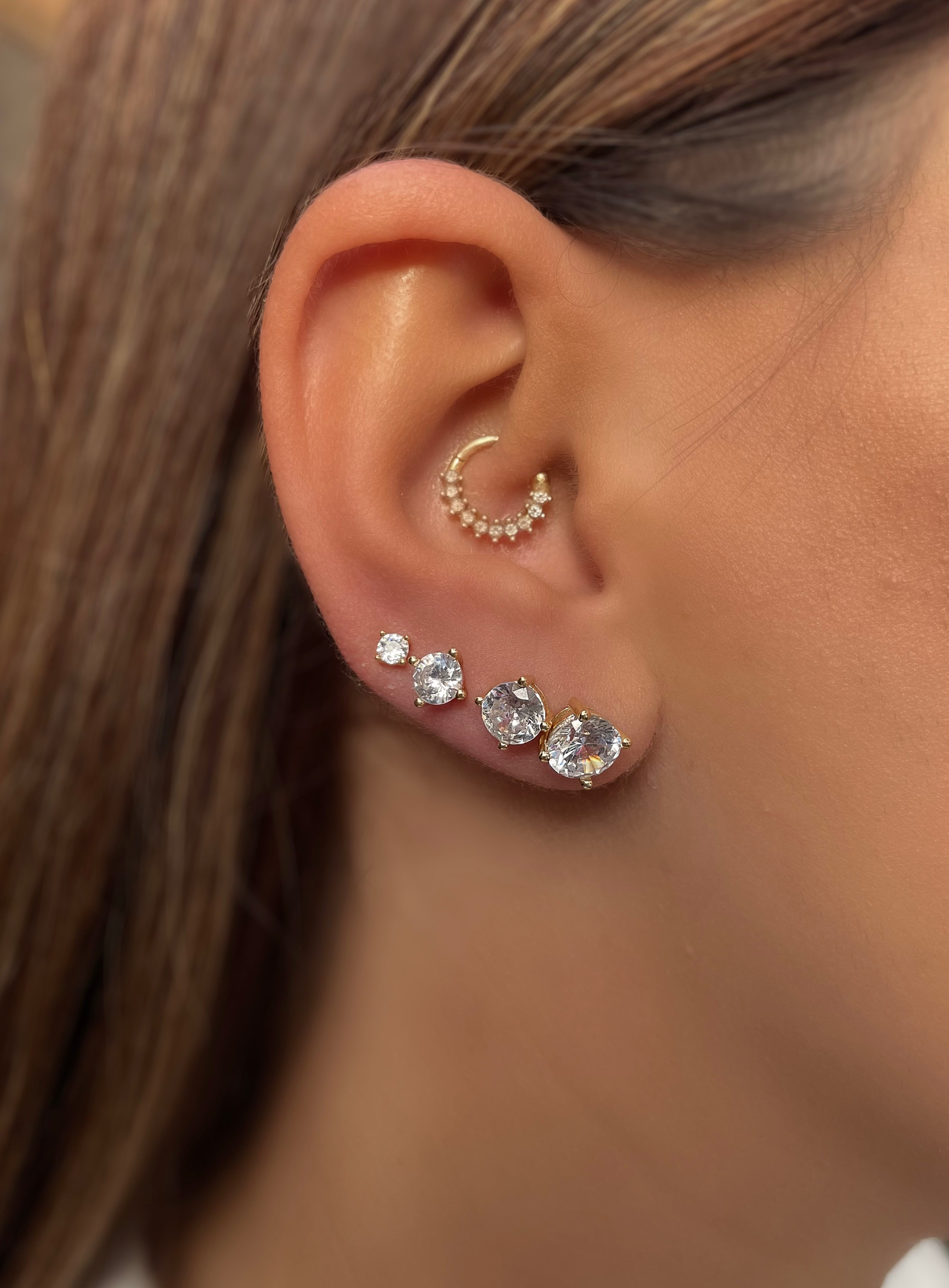 CLASSIC STUDS | S925 Sterling Silver | 18ct Gold Plated | Cubic Zirconia |  Stud Earring