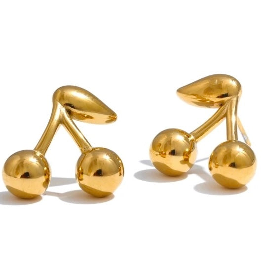 CHERRY BOMB 🍒 | Tarnish Free | Gold Cherry Studs | Earrings