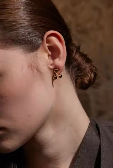 CHERRY BOMB 🍒 | Tarnish Free | Gold Cherry Studs | Earrings