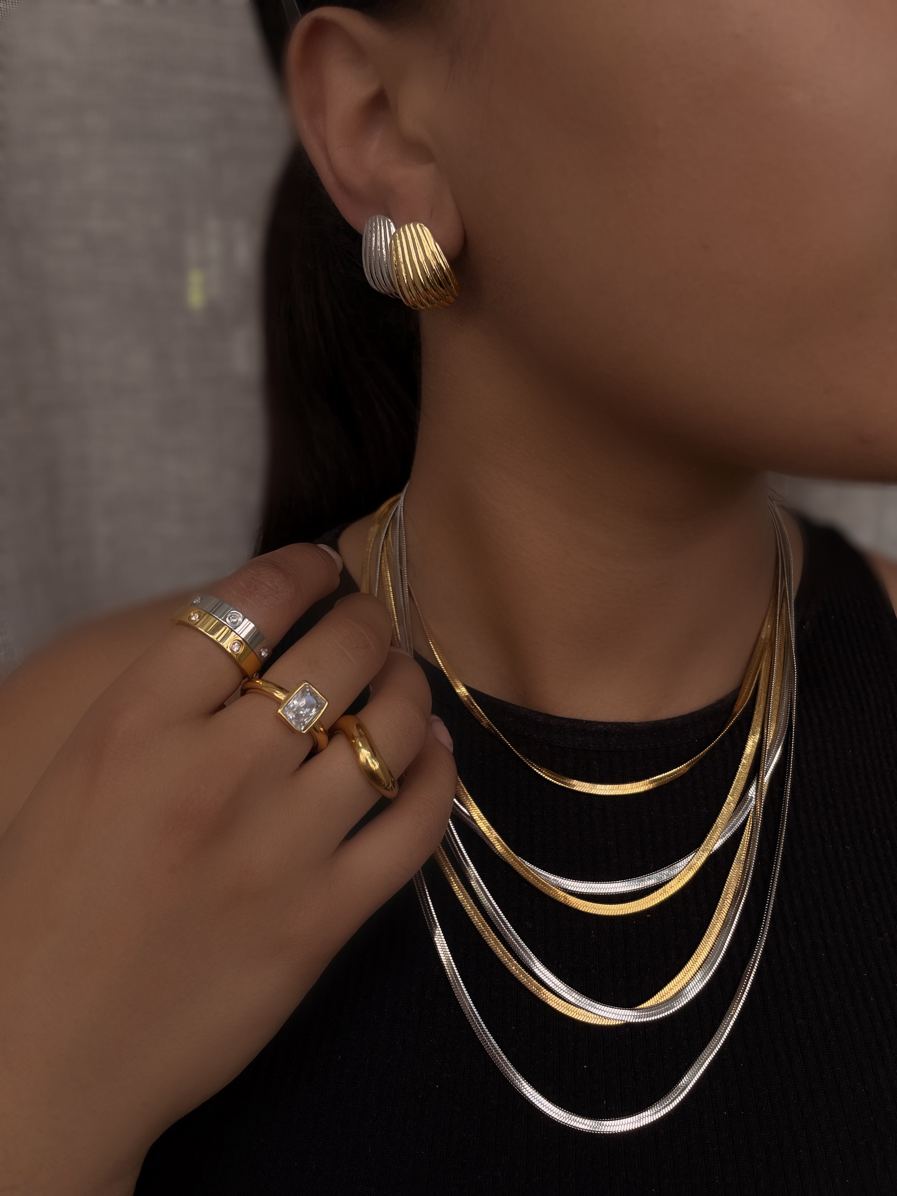 HOPEFUL | Tarnish Free | Ridged Shell Flat Stud | Gold/Silver | Earrings