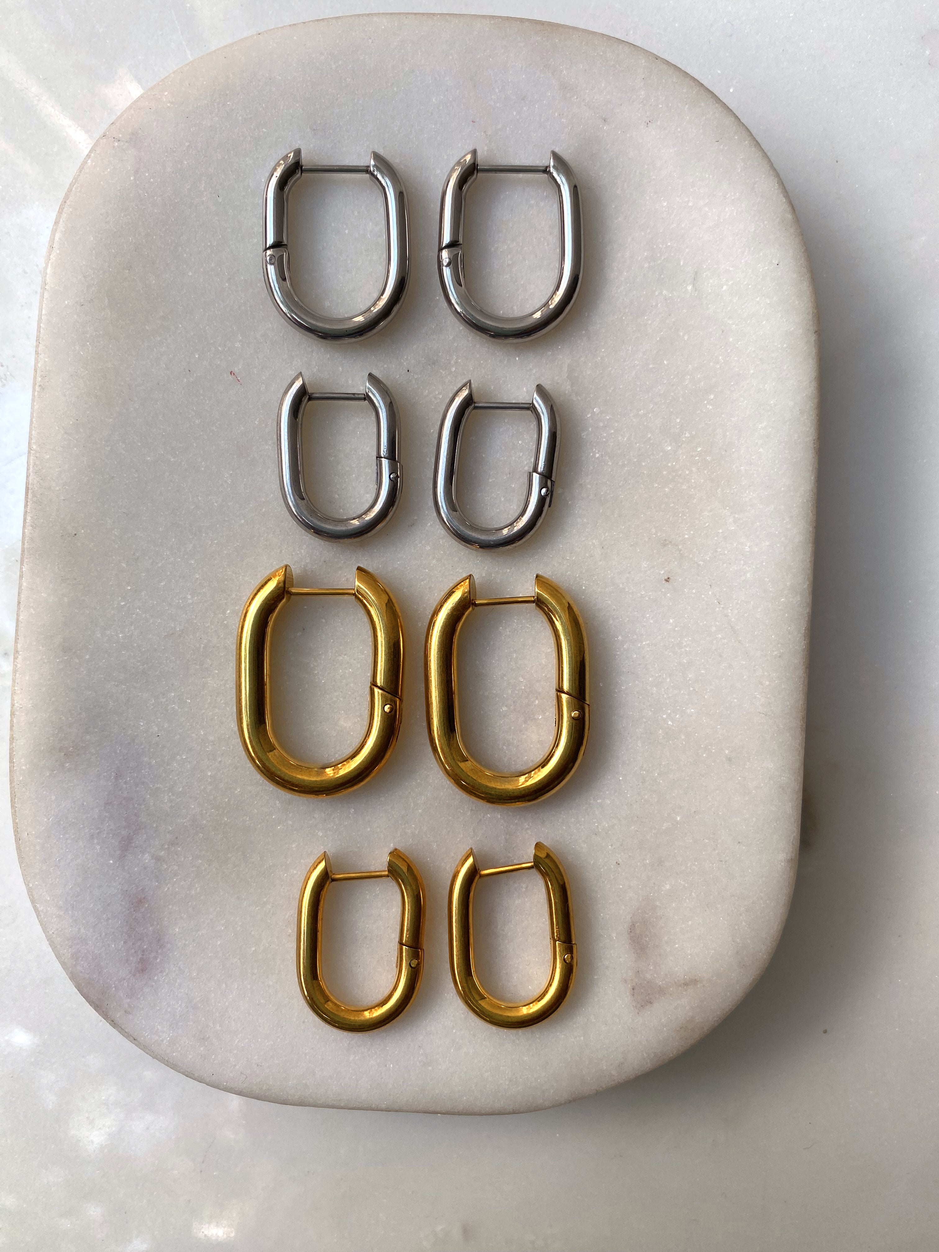 HAILEY | Tarnish Free | Gold/Silver Oval Hoops | Earring