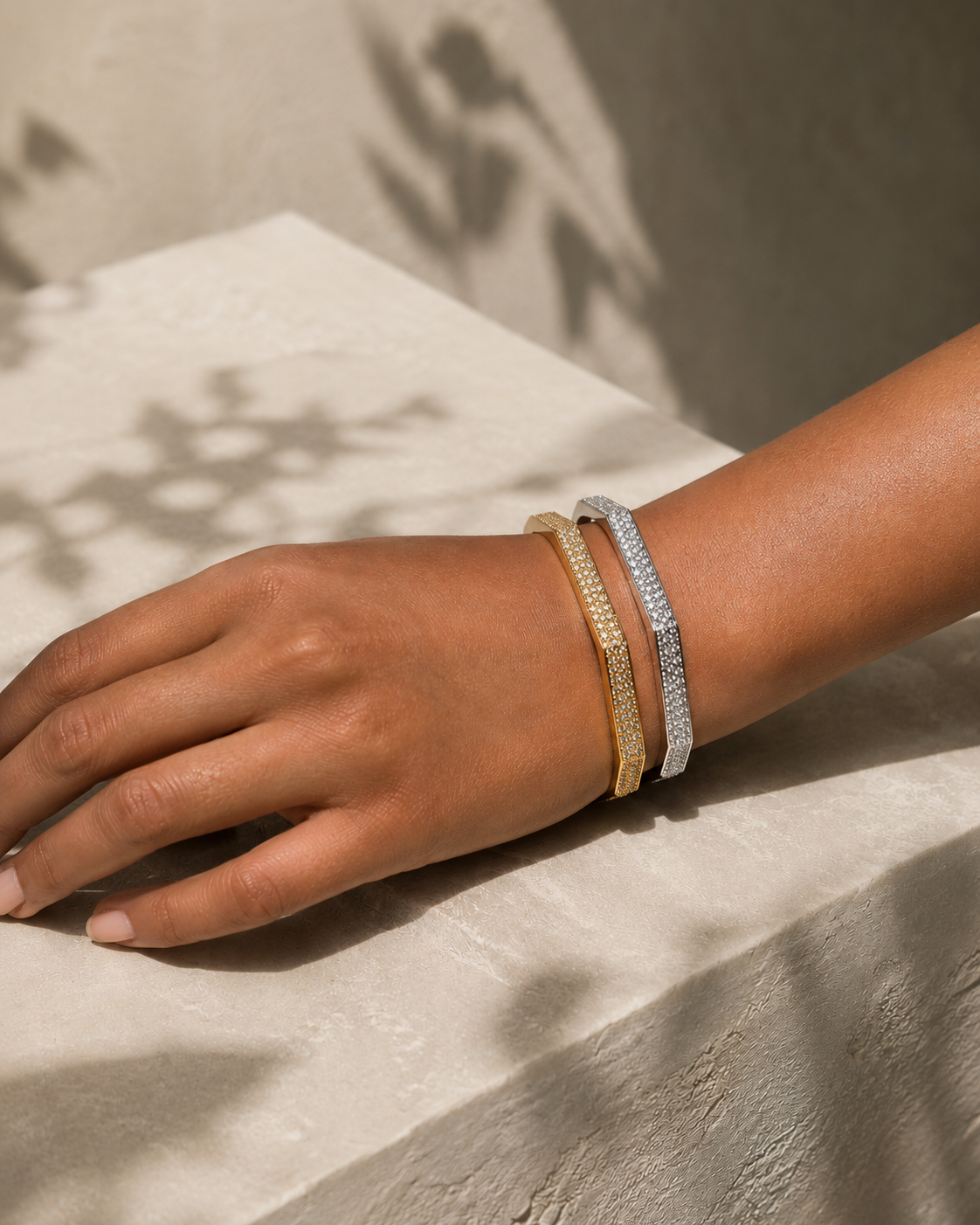 SHIMMER|Encrusted Gold/Silver Bangle