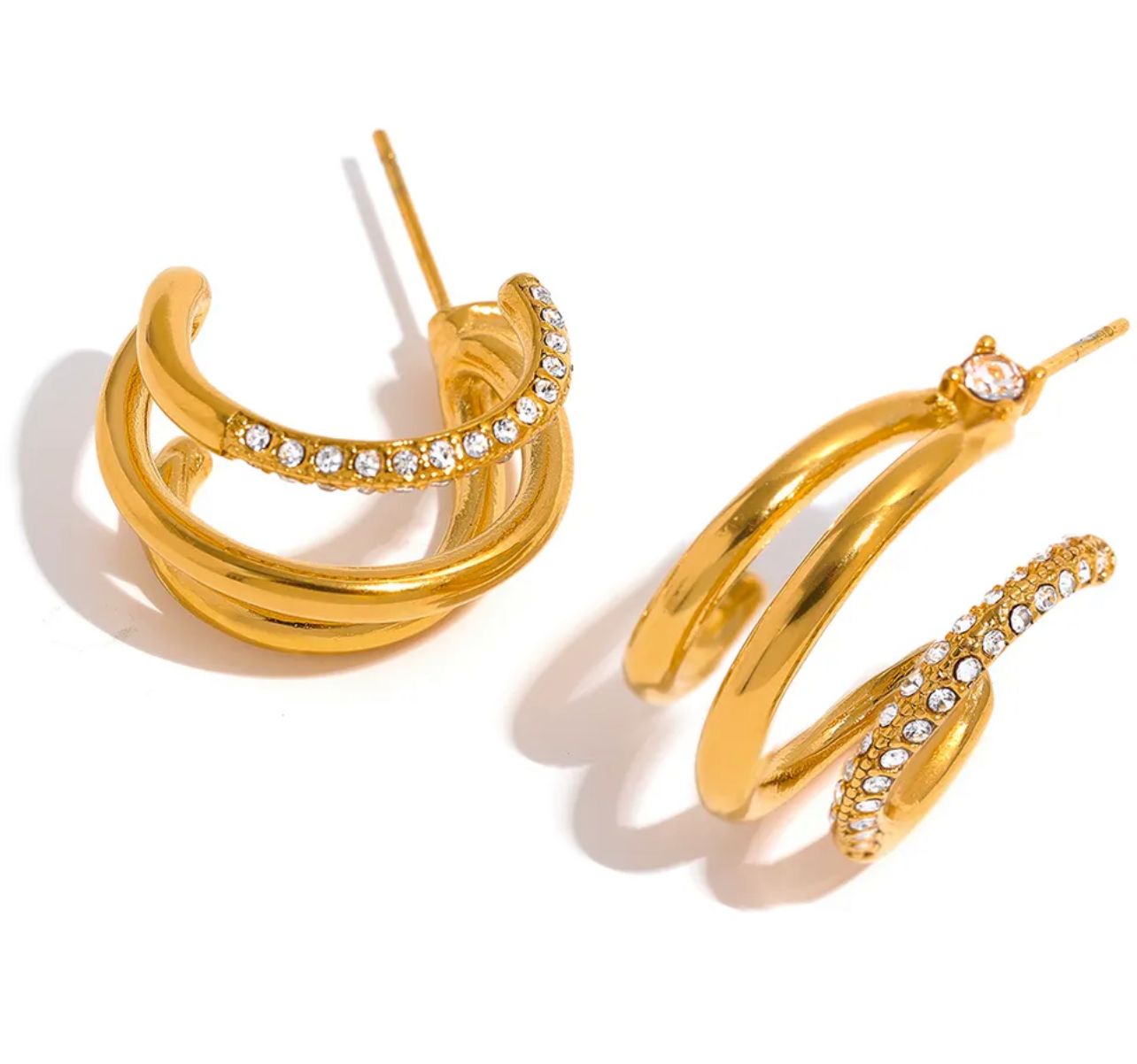 DELUXE | Tarnish Free | Gold Triple-Layer Encrusted | Earring