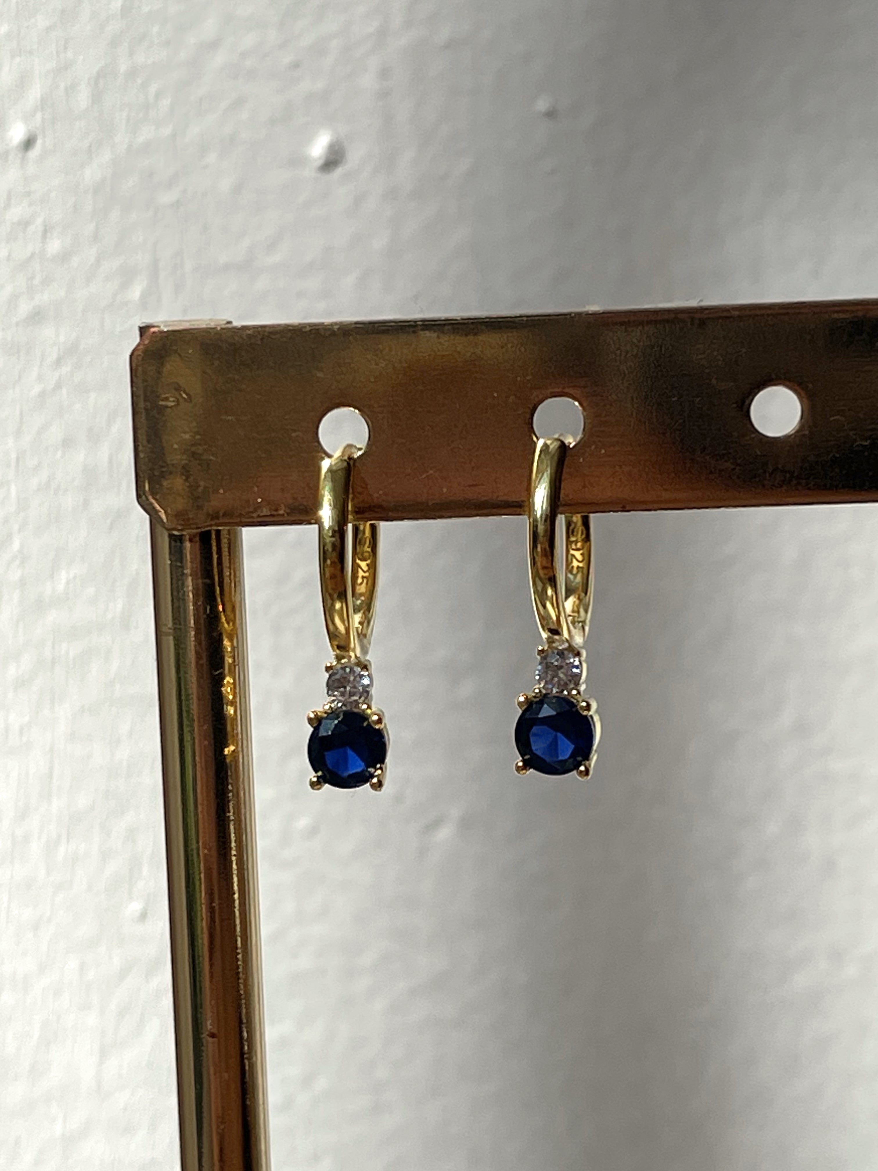 HADLEY | Cubic Zirconia Drop Huggies | S925 Sterling Silver 18ct Gold Plated | Earrings