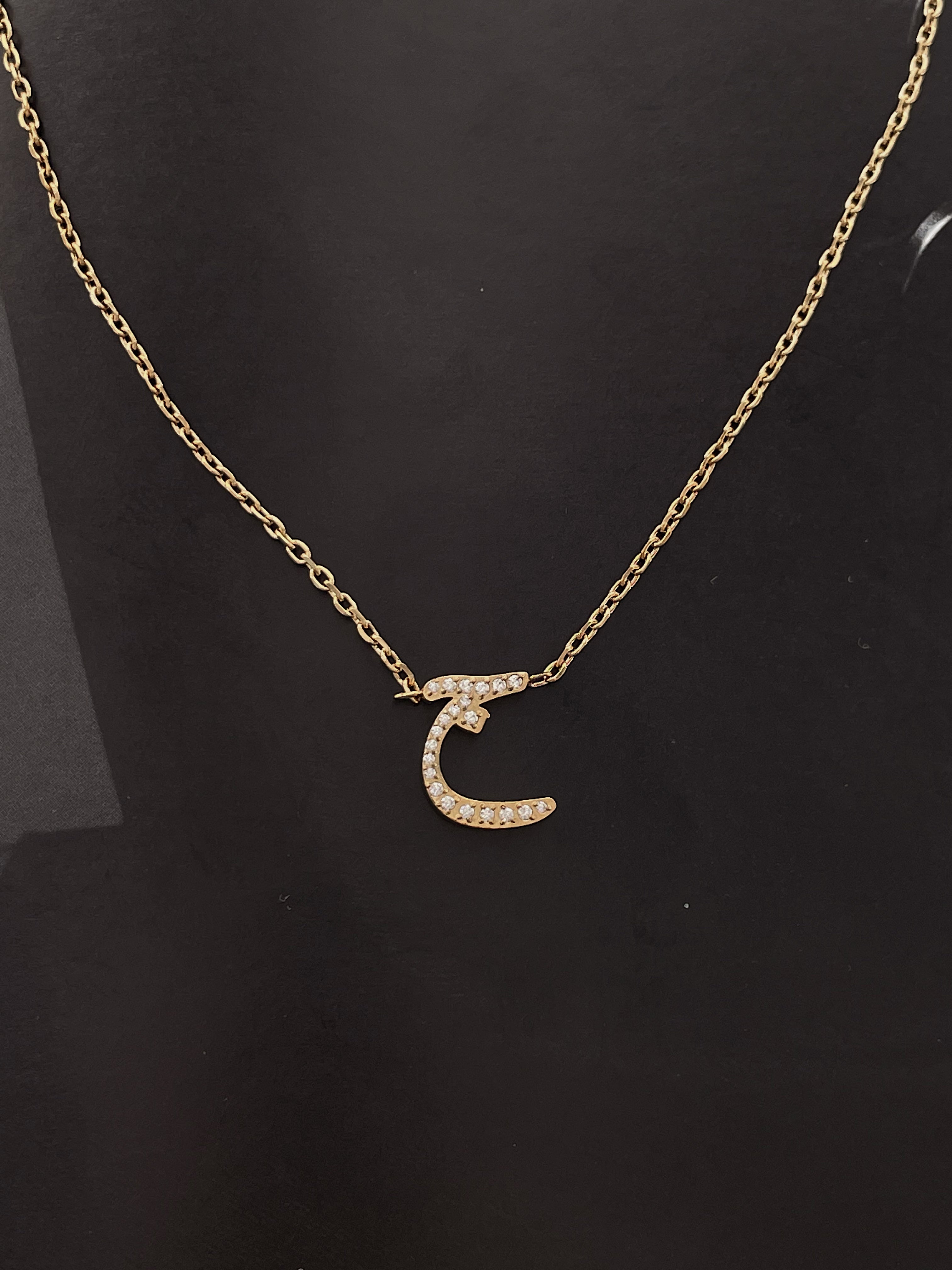 DAZZLING ARABIC INITIAL NECKLACE I Kids/Adults | Tarnish Free | Stainless Steel I 18ct gold plated Cubic Zirconia I Gold/Silver
