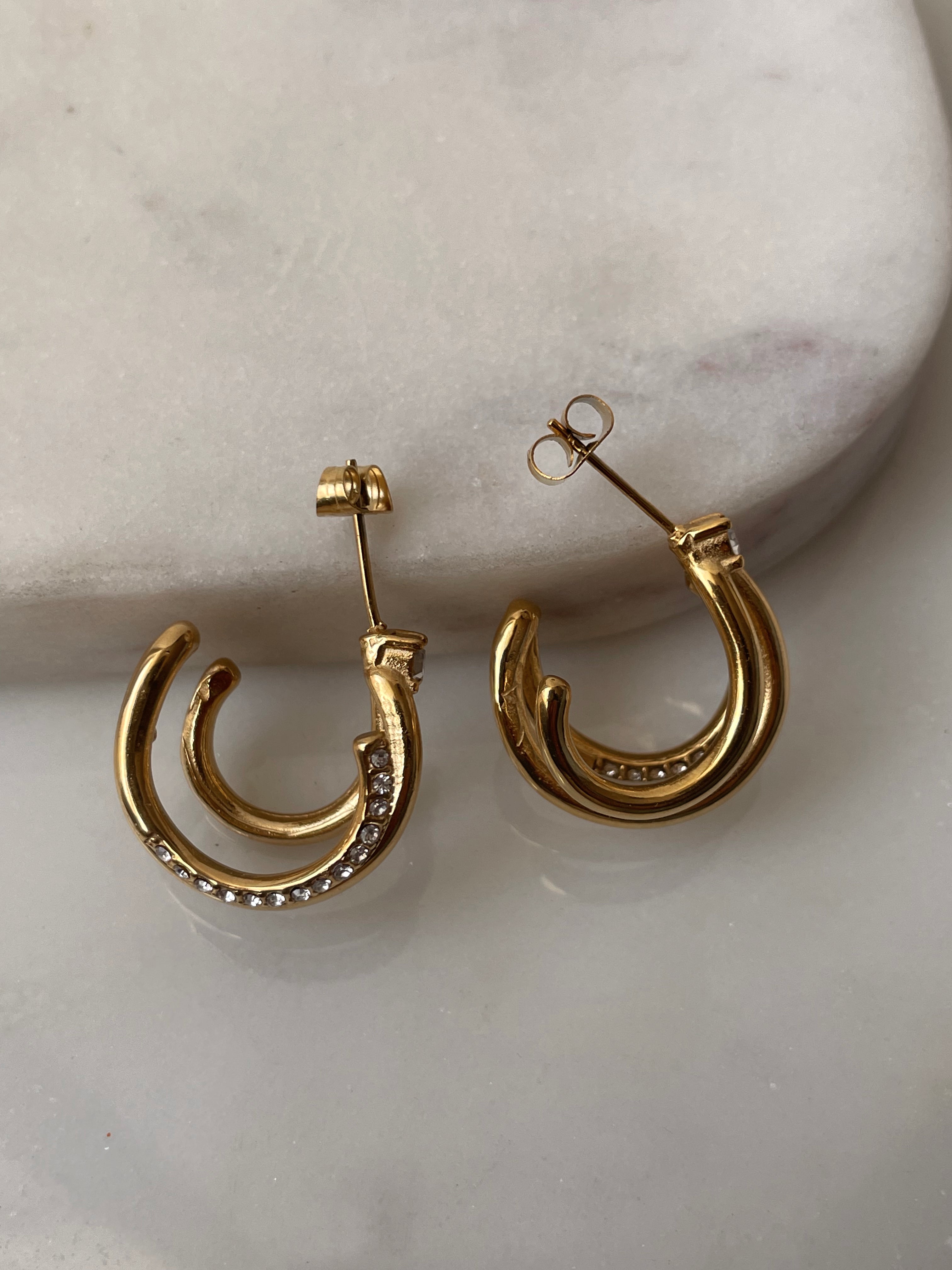 DELUXE | Tarnish Free | Gold Triple-Layer Encrusted | Earring
