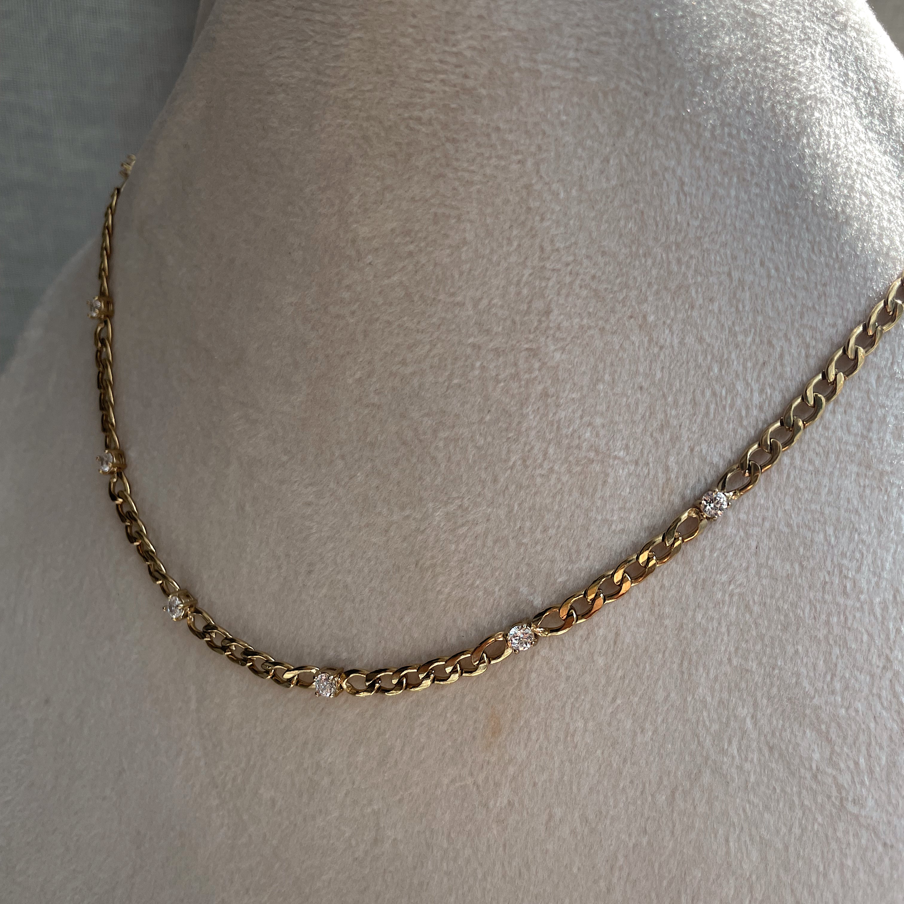 DIAMOND MILK | Tarnish Free | Cubic Zirconia | Gold Cuban Necklace/Bracelet