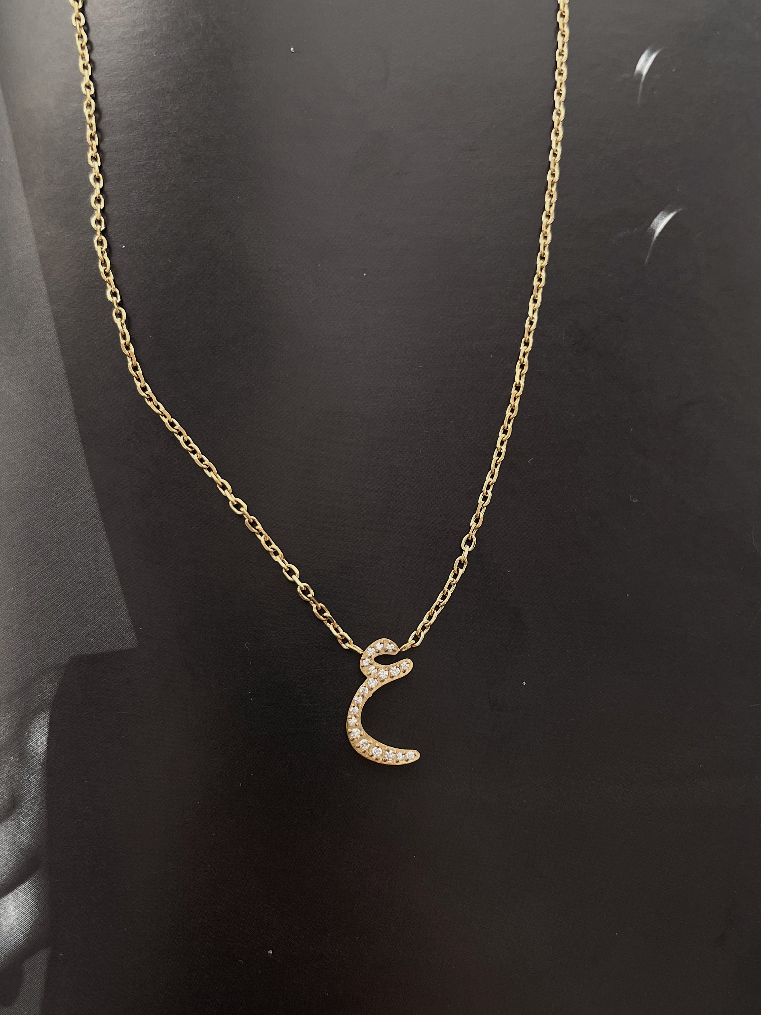 DAZZLING ARABIC INITIAL NECKLACE I Kids/Adults | Tarnish Free | Stainless Steel I 18ct gold plated Cubic Zirconia I Gold/Silver