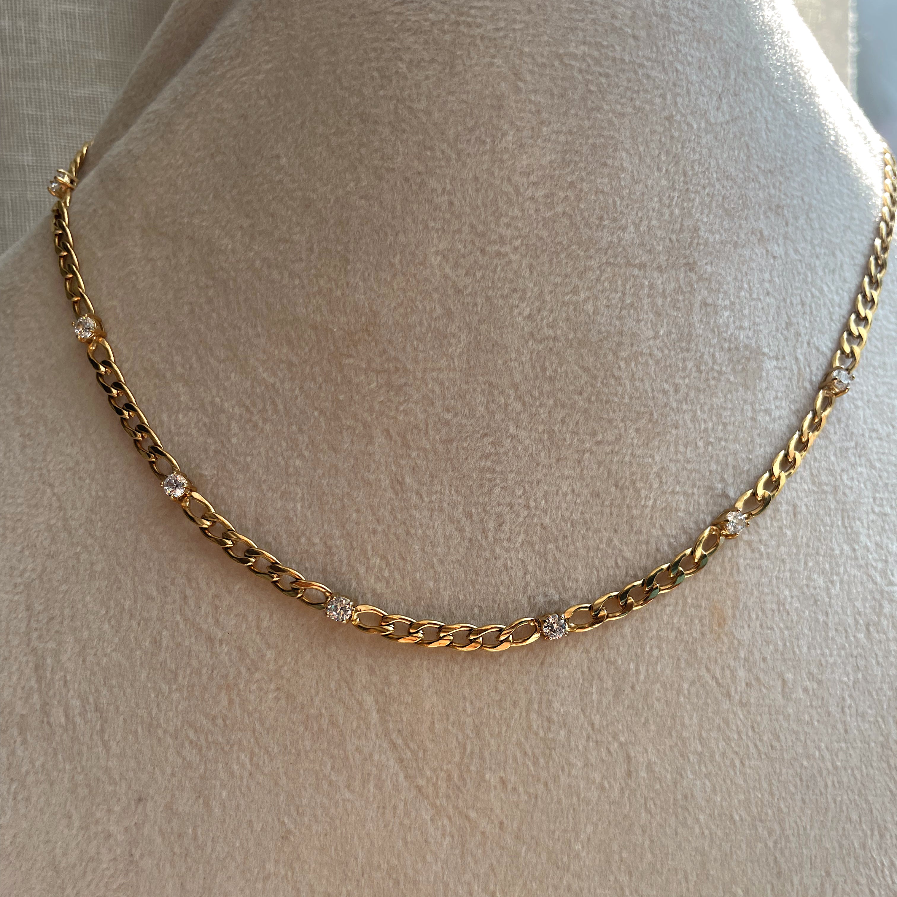 DIAMOND MILK | Tarnish Free | Cubic Zirconia | Gold Cuban Necklace/Bracelet