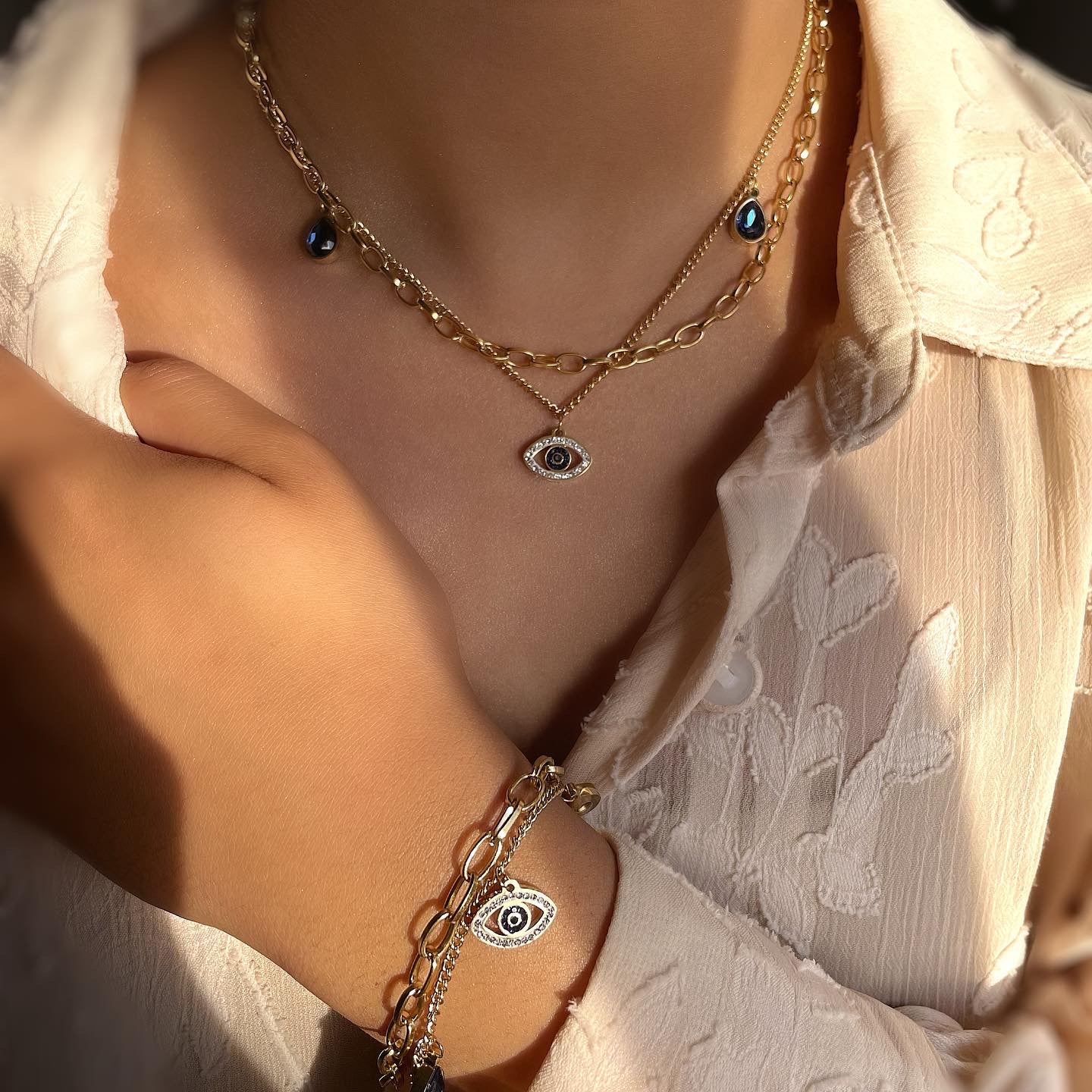 RANA | Evil Eye Charm | Stainless Steel 18k Gold/ Silver/ Rose Gold | Bracelet