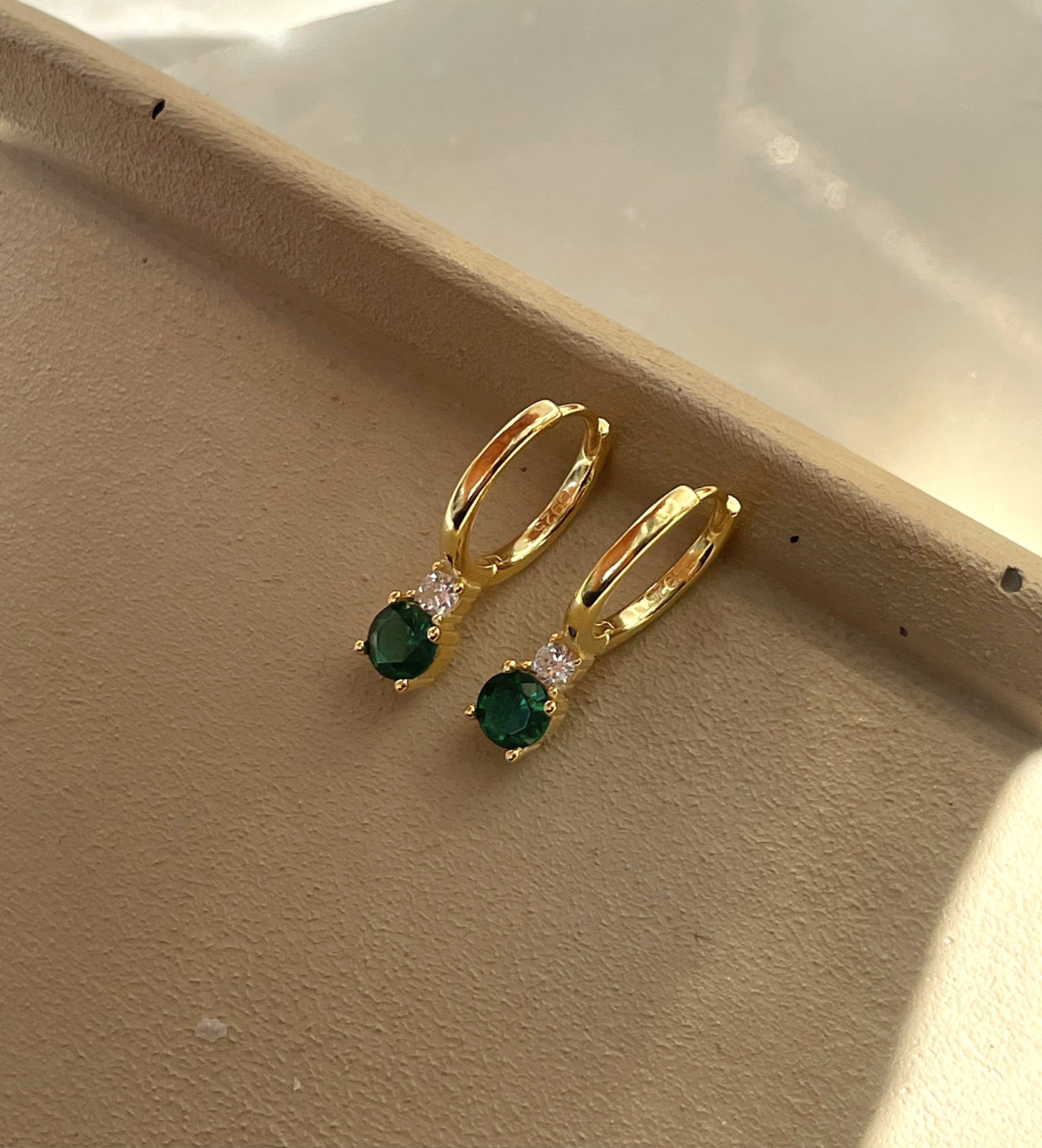 HADLEY | Cubic Zirconia Drop Huggies | S925 Sterling Silver 18ct Gold Plated | Earrings