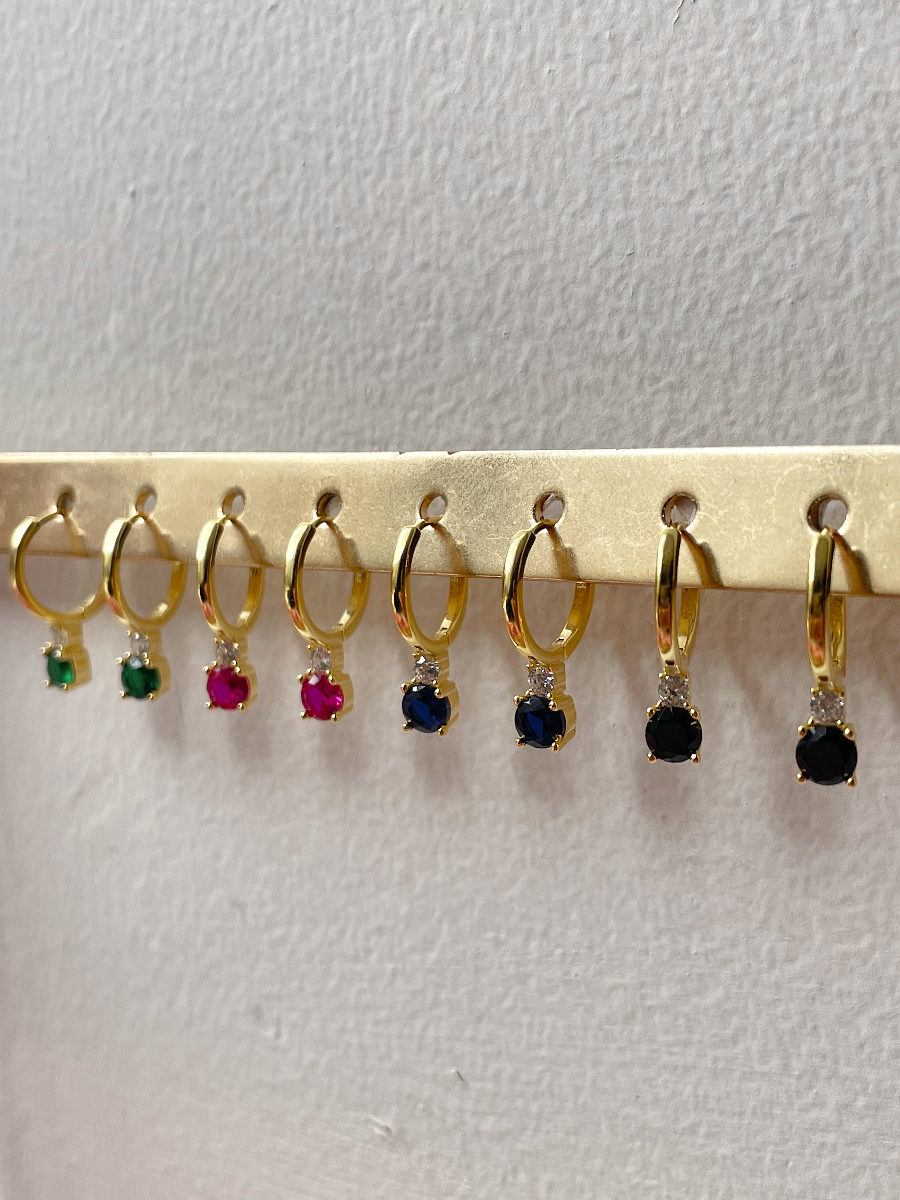 HADLEY | Cubic Zirconia Drop Huggies | S925 Sterling Silver 18ct Gold Plated | Earrings