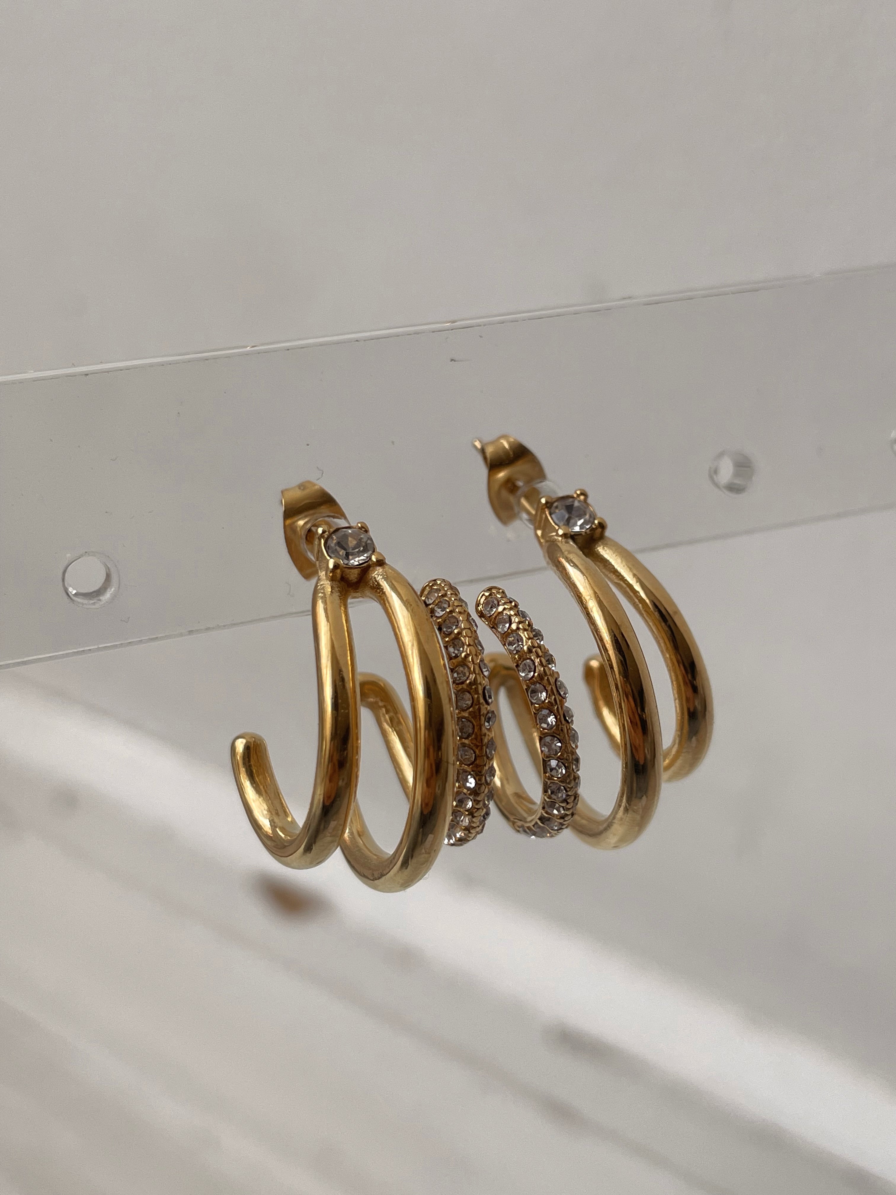 DELUXE | Tarnish Free | Gold Triple-Layer Encrusted | Earring