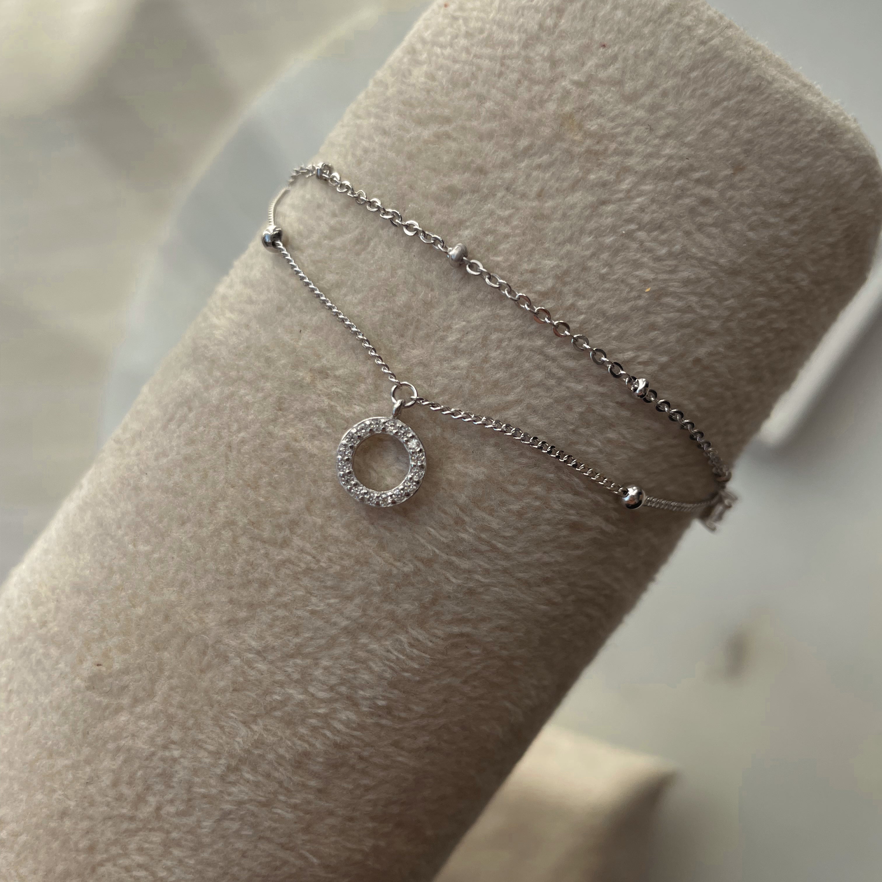 ANJUM | S925 Sterling Silver and 18ct Gold/Platinum Plated | Cubic Zirconia | Anklet