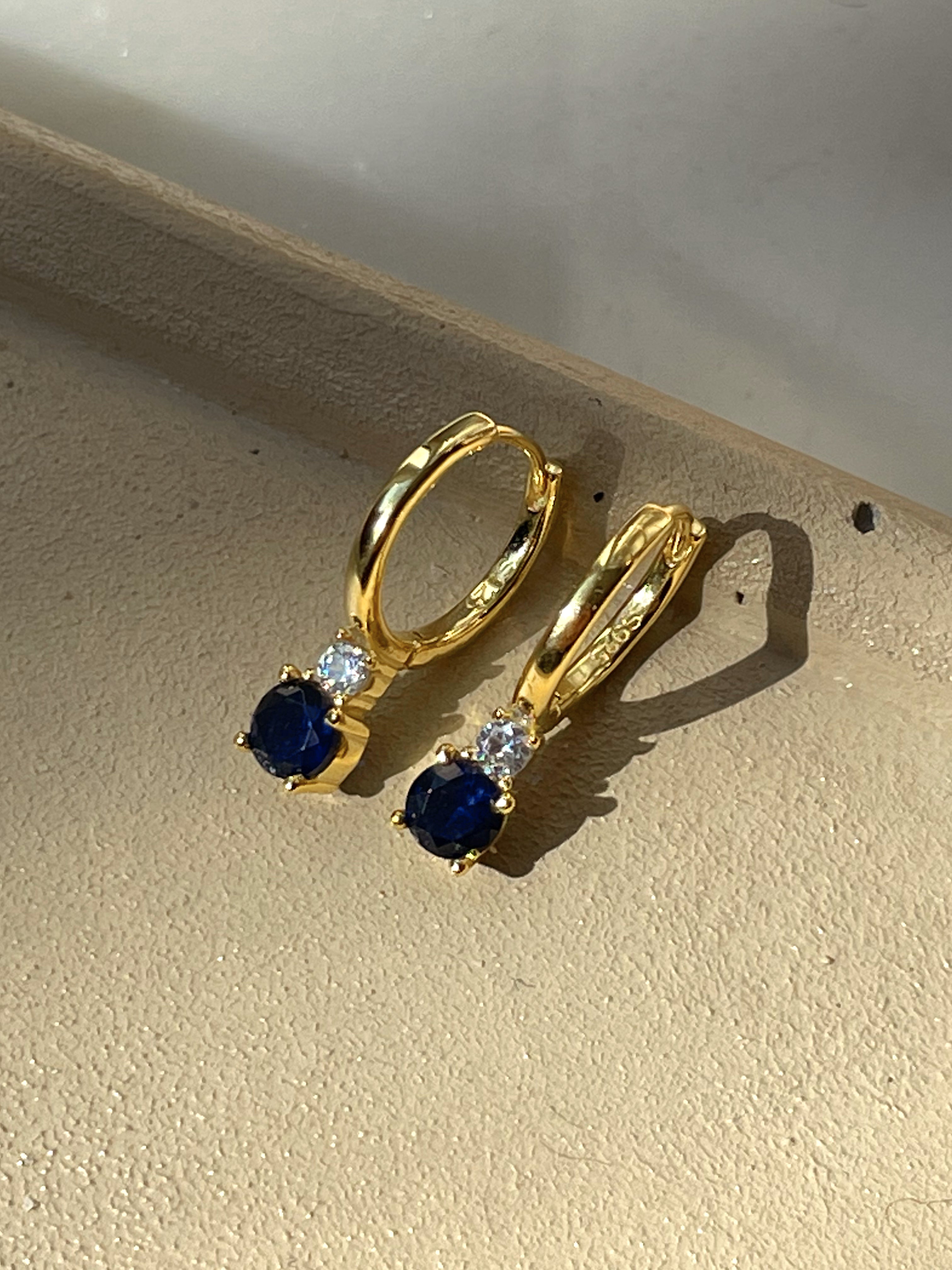 HADLEY | Cubic Zirconia Drop Huggies | S925 Sterling Silver 18ct Gold Plated | Earrings
