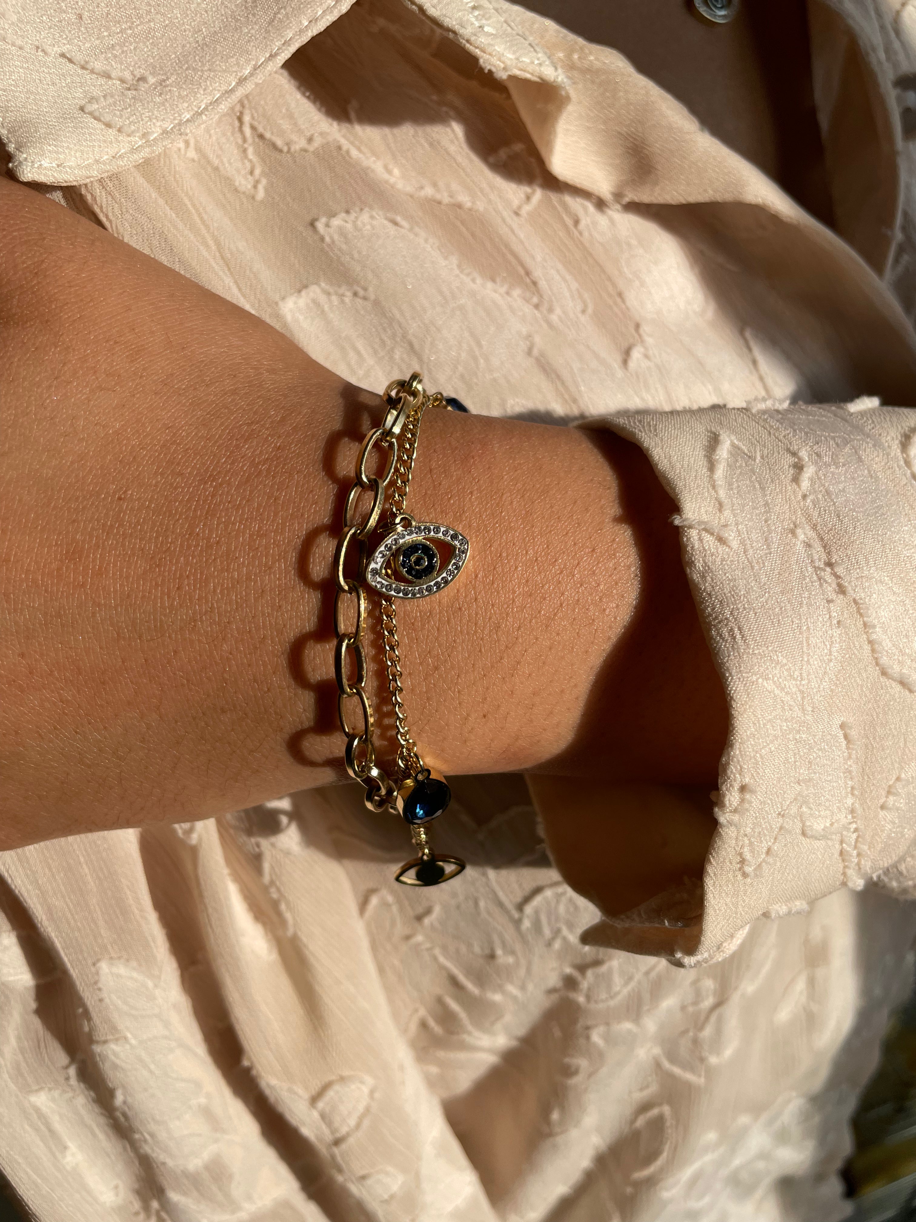 RANA | Evil Eye Charm | Stainless Steel 18k Gold/ Silver/ Rose Gold | Bracelet