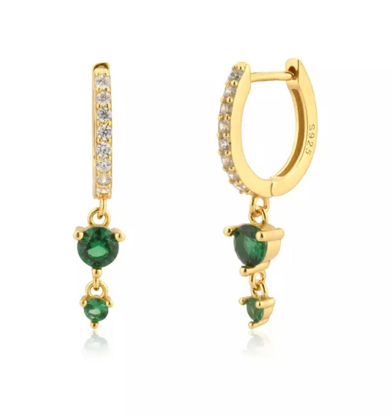 EDEN | Cubic Zirconia Drop Huggies| S925 Sterling Silver 18ct Gold Plated Earrings