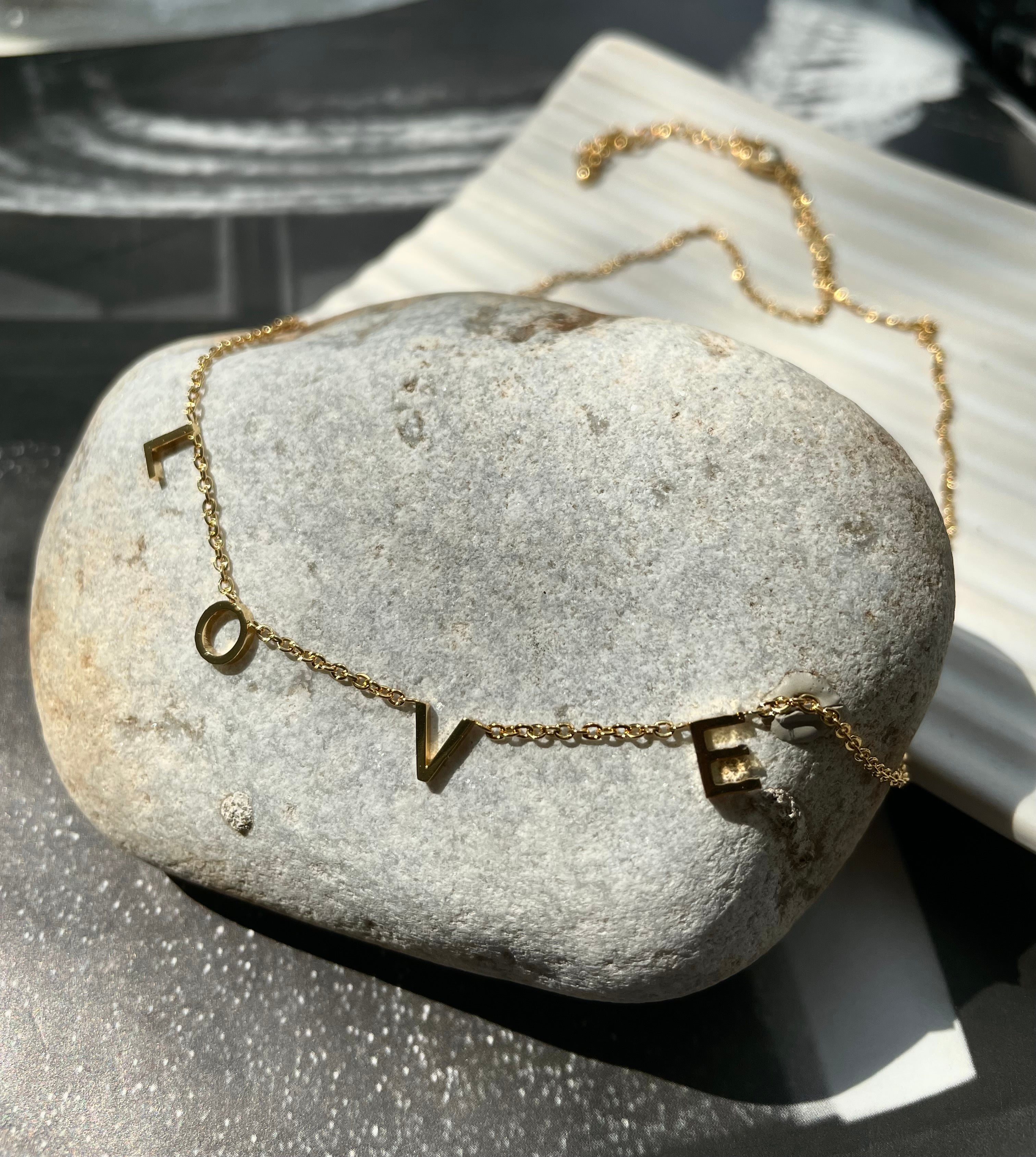 Word Necklaces | Spaced Out | Tarnish Free | 18ct Gold Plated and Stainless Steel | Wifey/Queen/Be Kind/Dream/Love/Peace/Breathe/Boss/Angel/Amour/Bestie/Lucky/Brave/Blessed