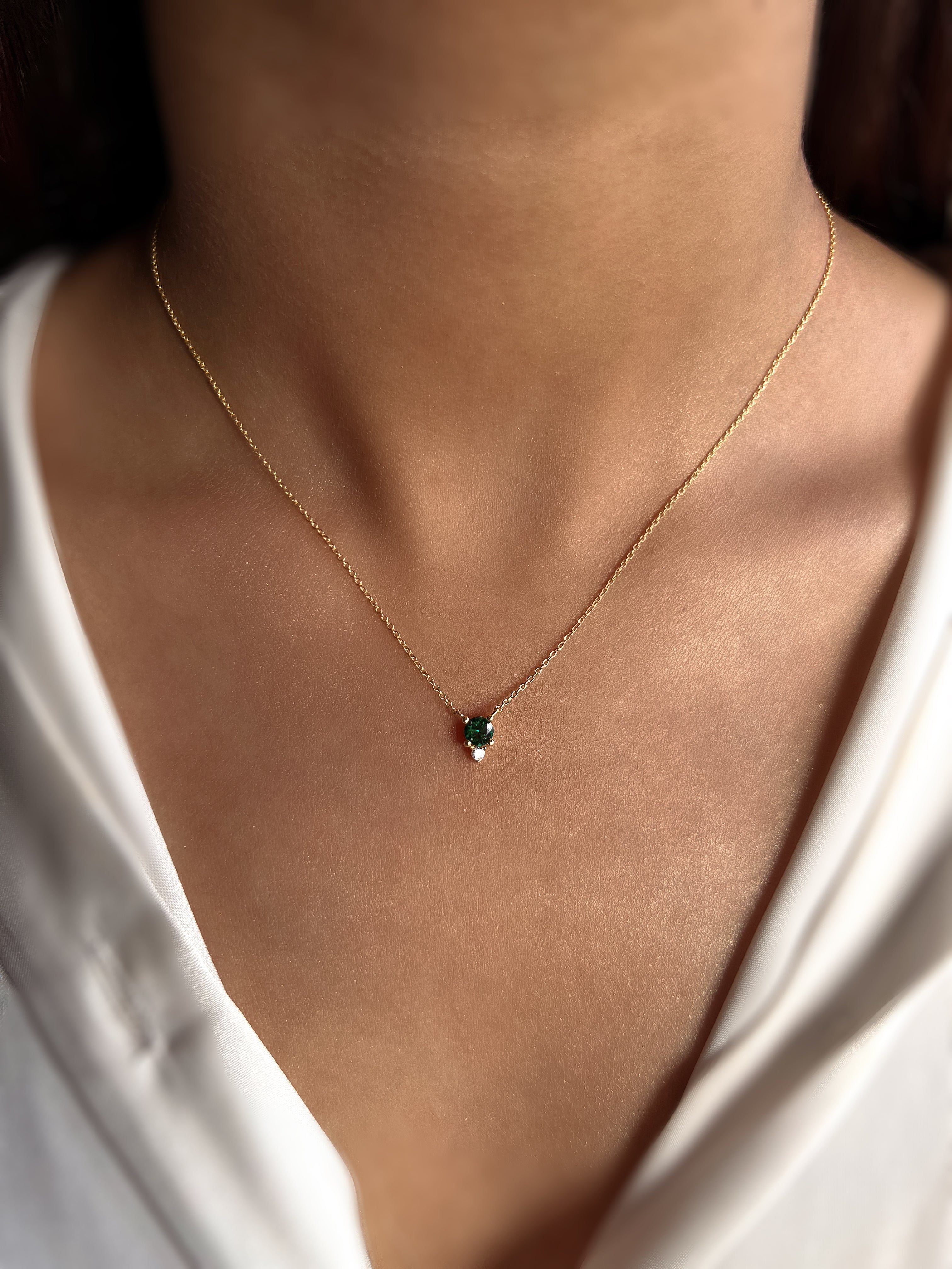 ELIXIR | S925 Emerald Green Sterling Silver 18ct gold plated Cubic Zirconia Necklace
