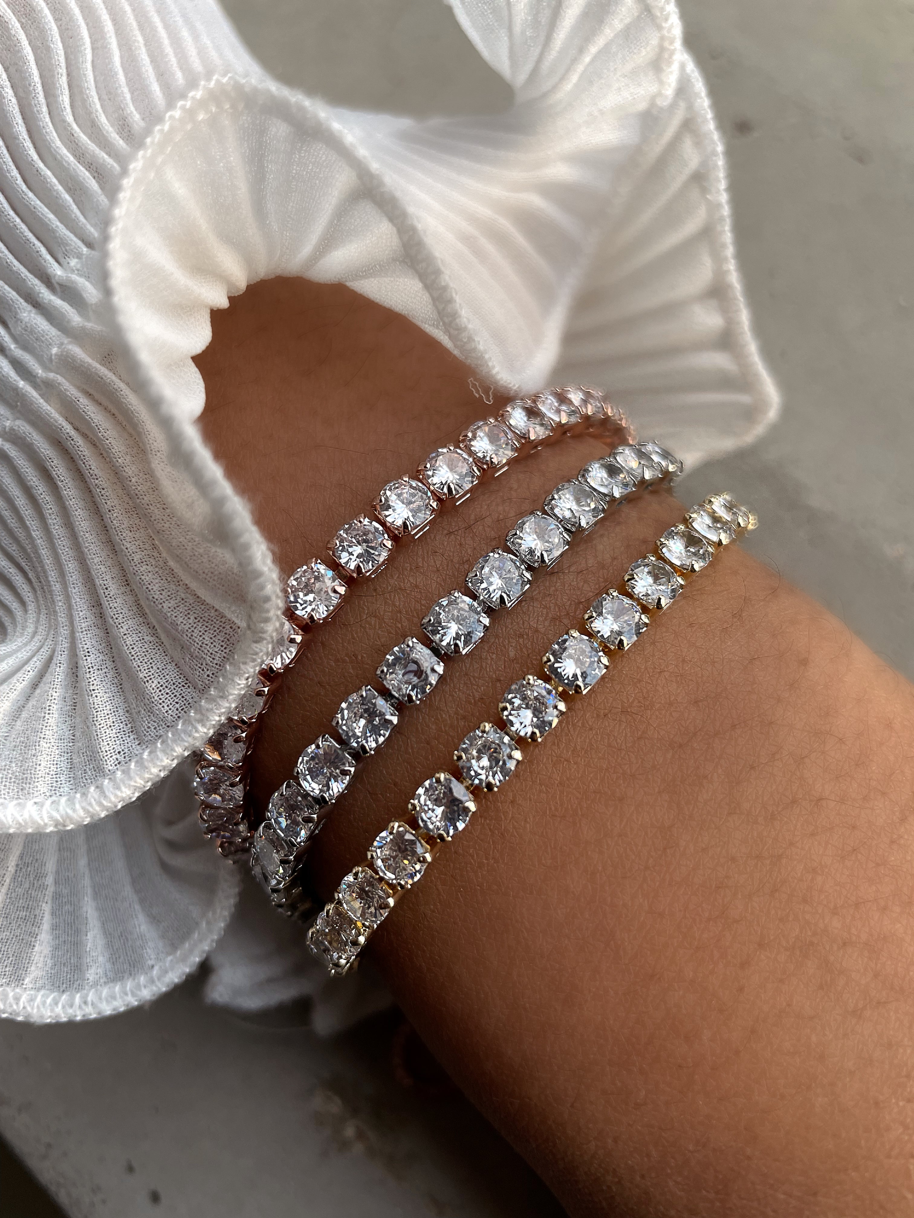 PERFECTION  I RoseGold/Gold/Silver Luxury Cubic Zirconia Tennis Adjustable Bracelet