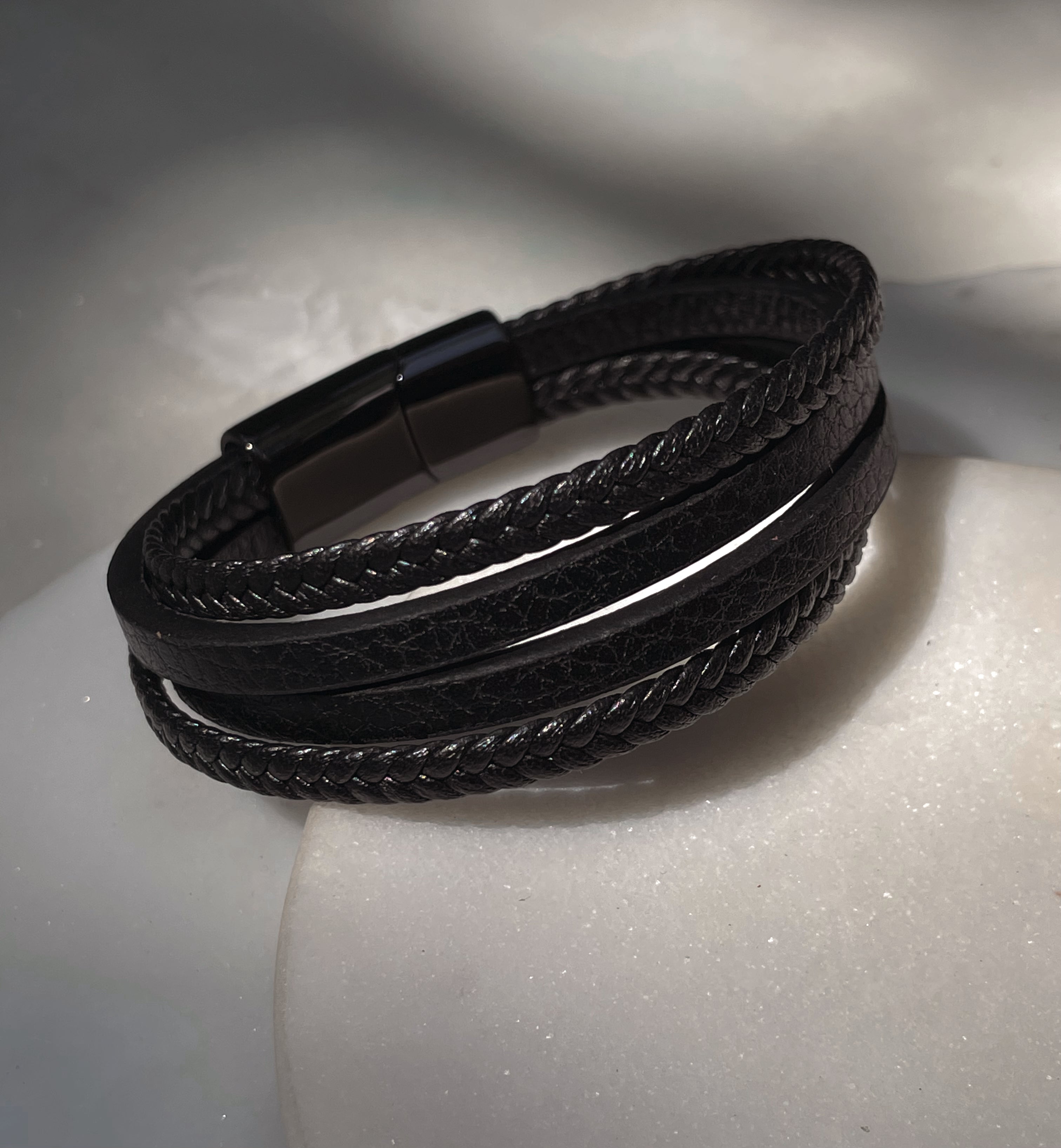 MASC | ZibaMan | Black Leather 4-Layer Bracelet