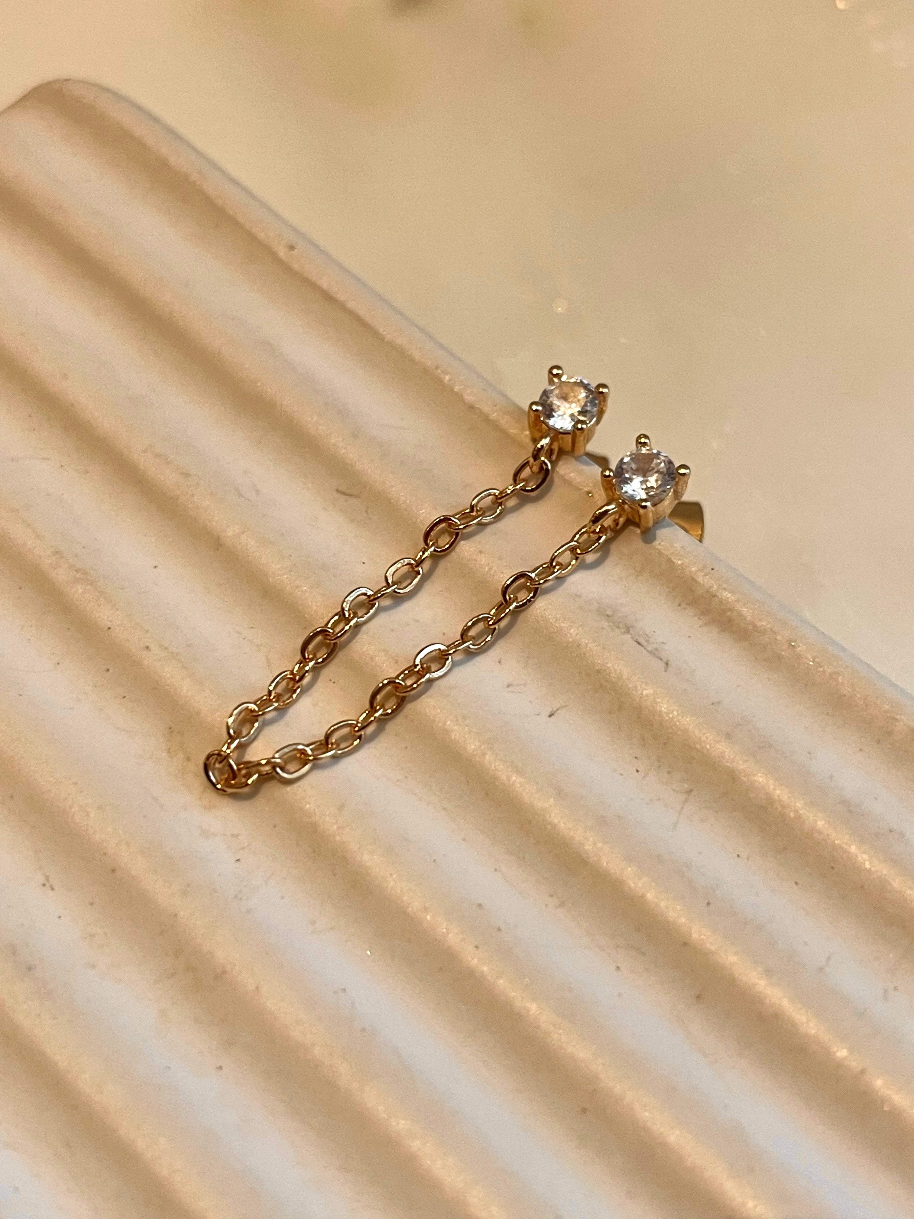 DIVA HIGH | Cubic Zirconia Double Stud Earrings | 1pc