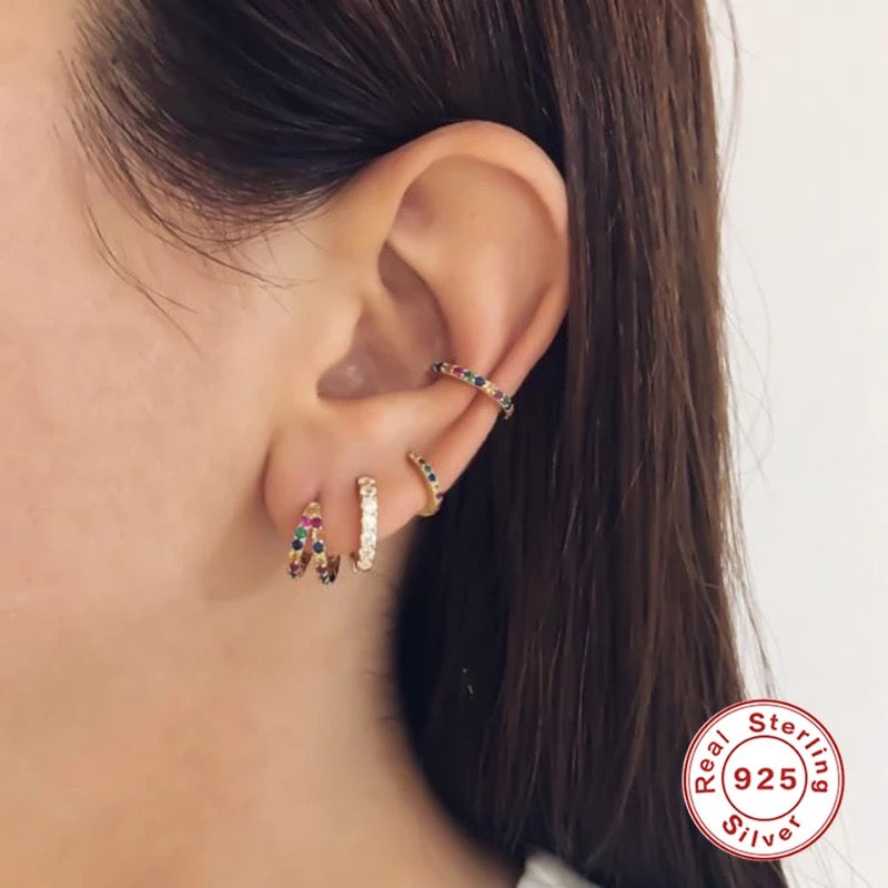 PHUKET | Pavé Huggies| S925 Sterling Silver 18ct gold plated Clear Cubic Zirconia