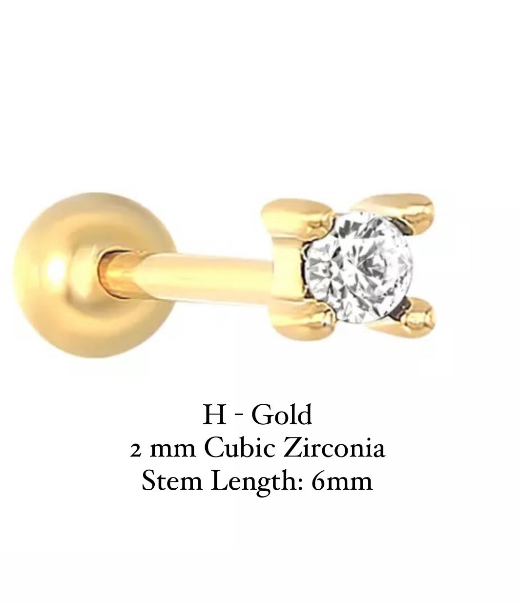 BALL-BACK STUDS I STUDS I S925 Sterling Silver | 18ct Gold/Platinun Plated | Cubic Zirconia | Single Piece