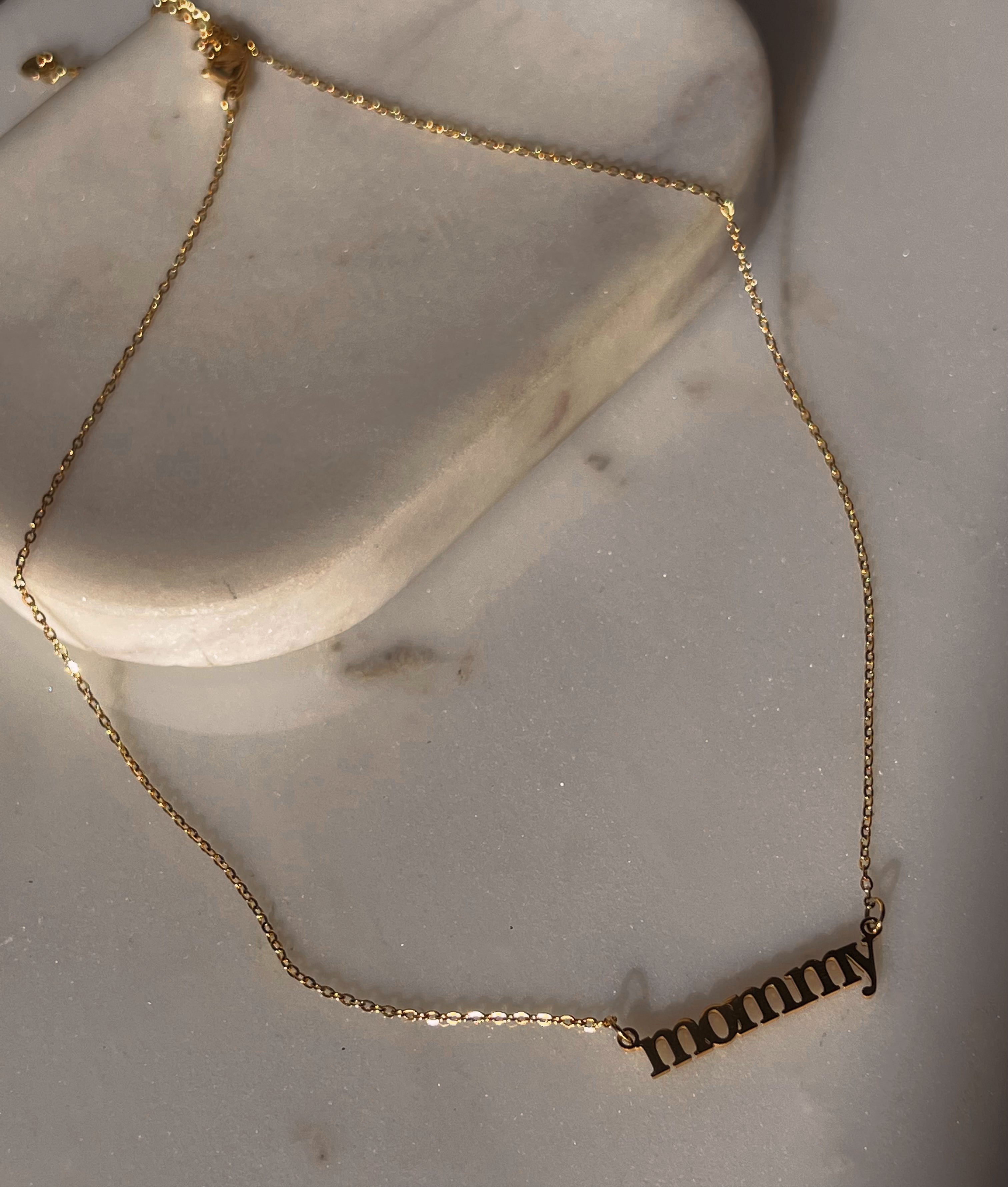 MOMMY | Spaced/Pendant Style | 18ct Gold Plated Stainless Steel Word Necklace