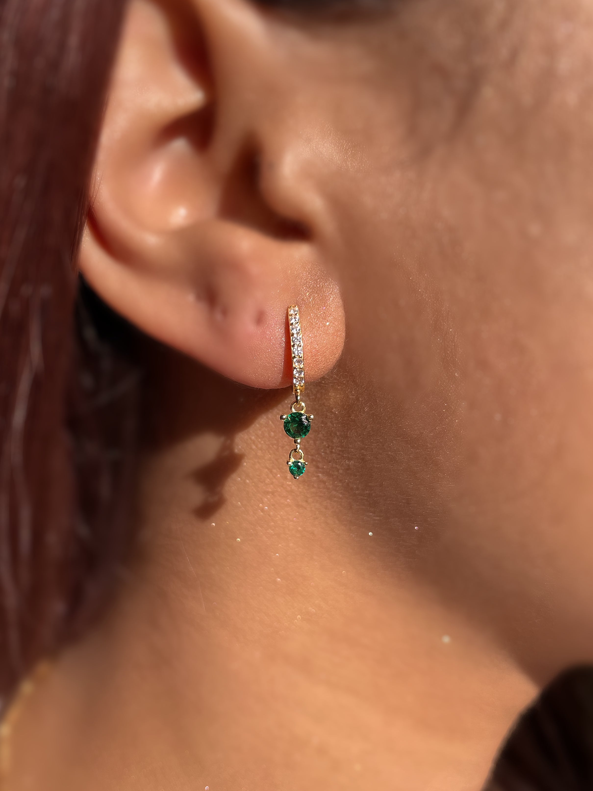 EDEN | Cubic Zirconia Drop Huggies| S925 Sterling Silver 18ct Gold Plated Earrings