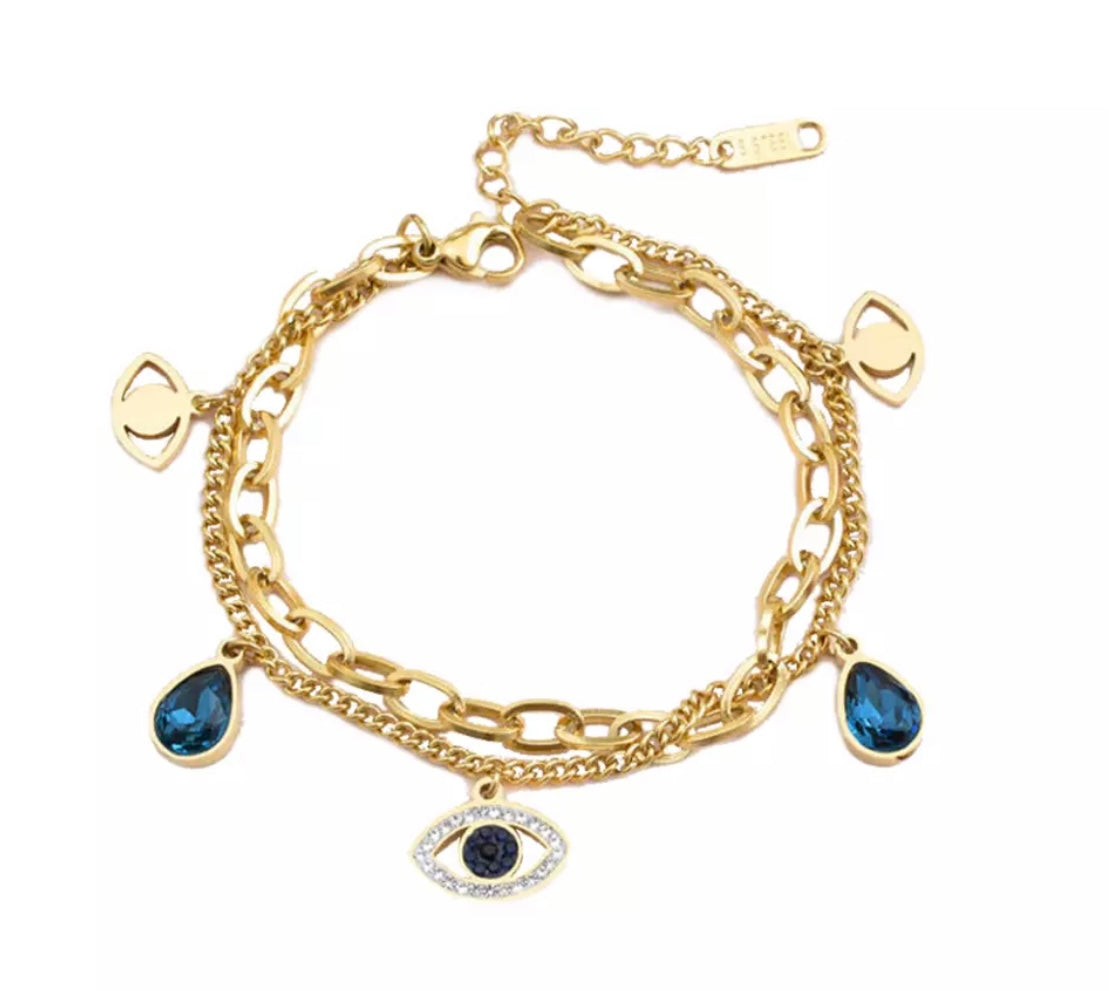 RANA | Evil Eye Charm | Stainless Steel 18k Gold/ Silver/ Rose Gold | Bracelet