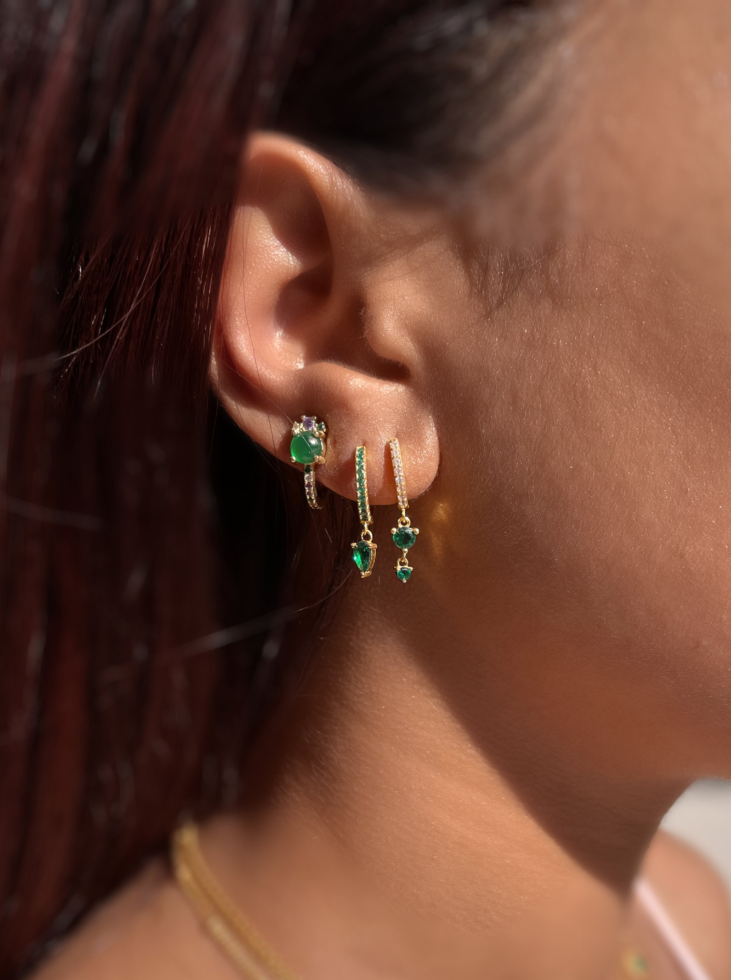 EDEN | Cubic Zirconia Drop Huggies| S925 Sterling Silver 18ct Gold Plated Earrings