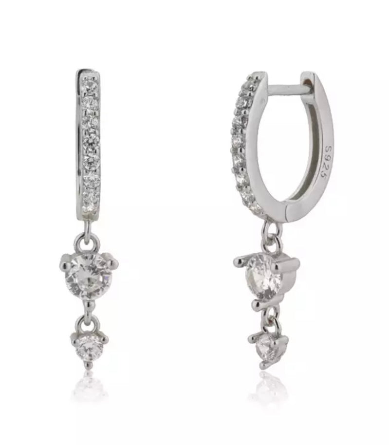 EDEN | Cubic Zirconia Drop Huggies| S925 Sterling Silver 18ct Gold Plated Earrings