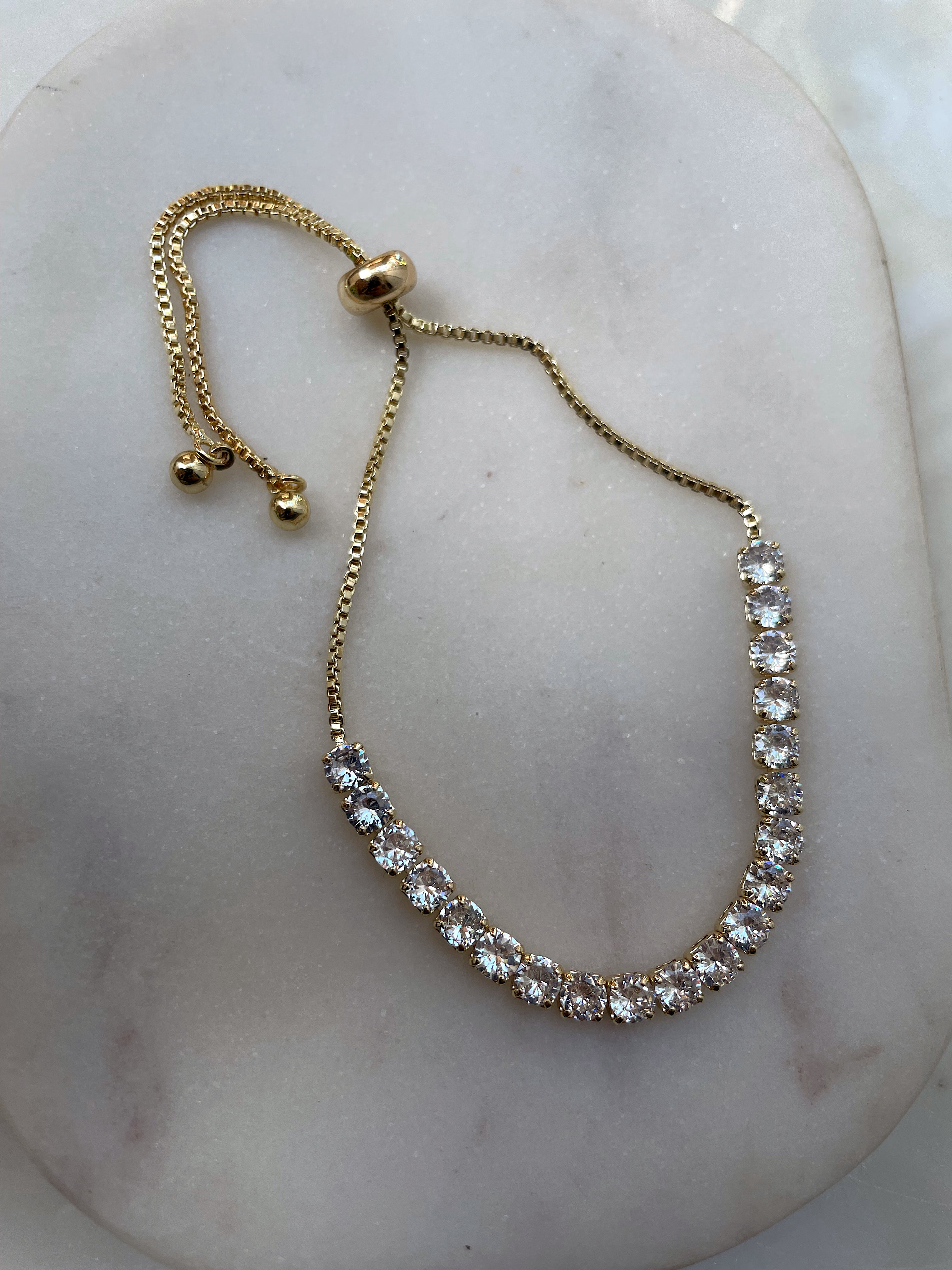 PERFECTION  I RoseGold/Gold/Silver Luxury Cubic Zirconia Tennis Adjustable Bracelet