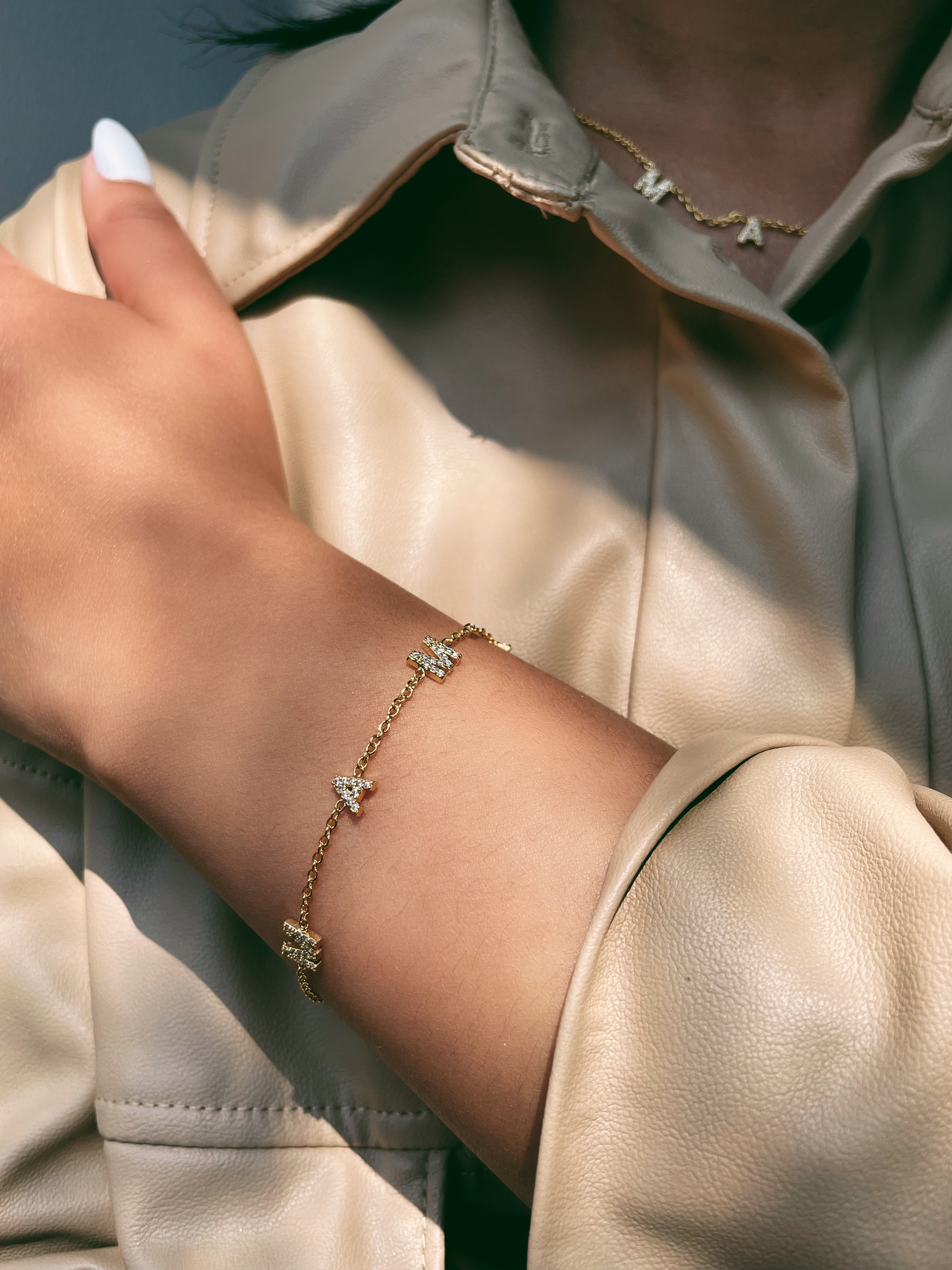 MAMA LUX | 18k Gold/Platium Plated Cubic Zirconia Word Necklace/Bracelet