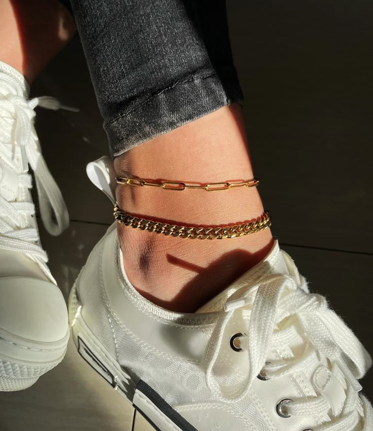 MINIMAL LOVER | Tarnish-Free | 18k PVD Plated Paper Clip Anklet | Stainless Steel | Gold/Silver