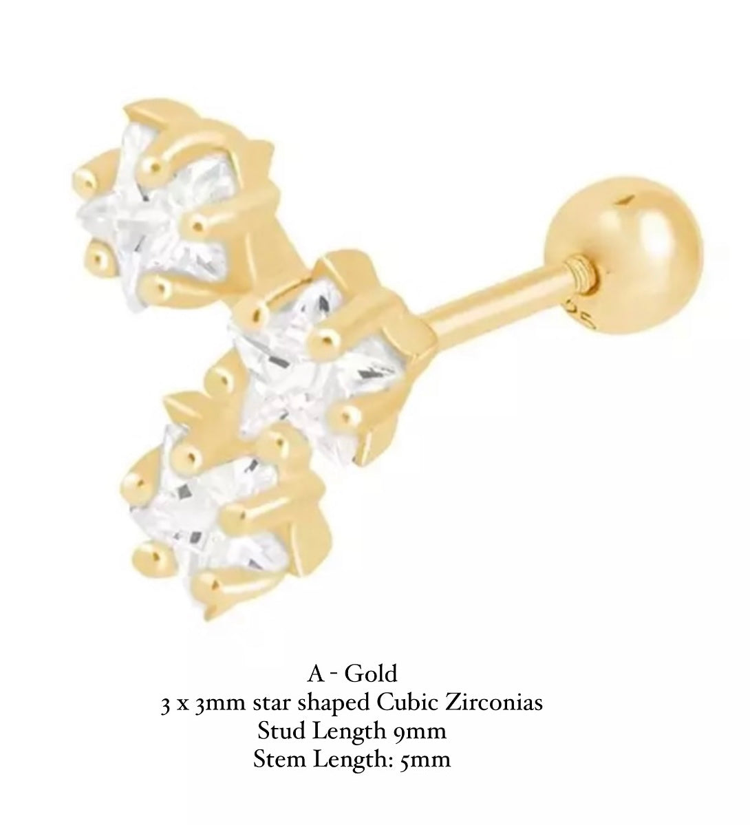 BALL-BACK LINEAR STUDS I S925 Sterling Silver | 18ct Gold/Platinum Plated | Cubic Zirconia